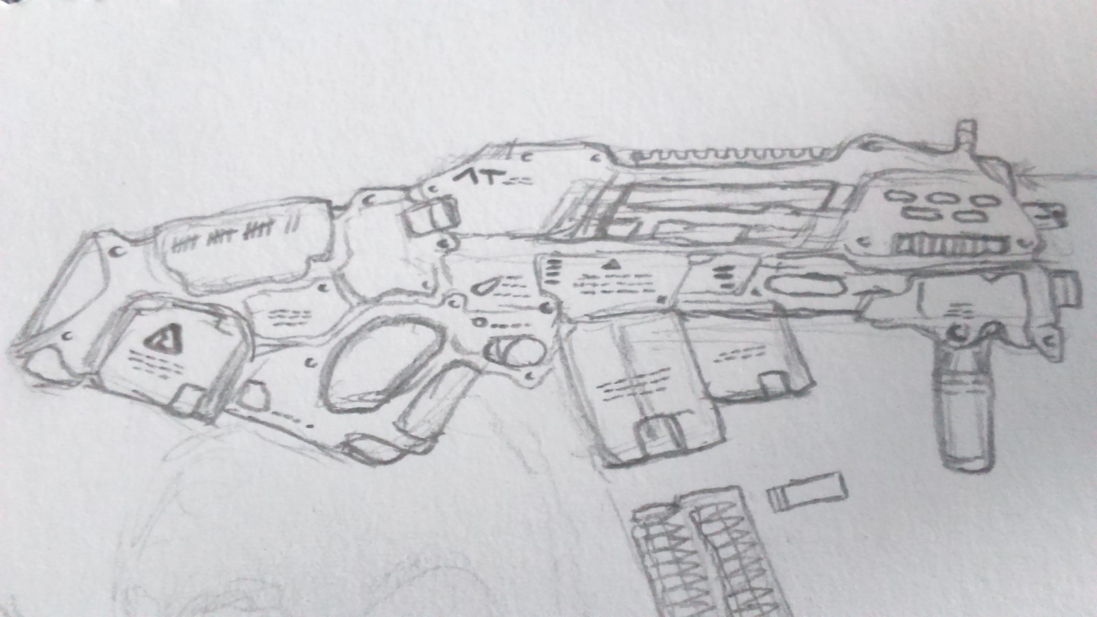 Hyper Velocity Accelerated Projectile Rifle - Hyperifle, refined sketch