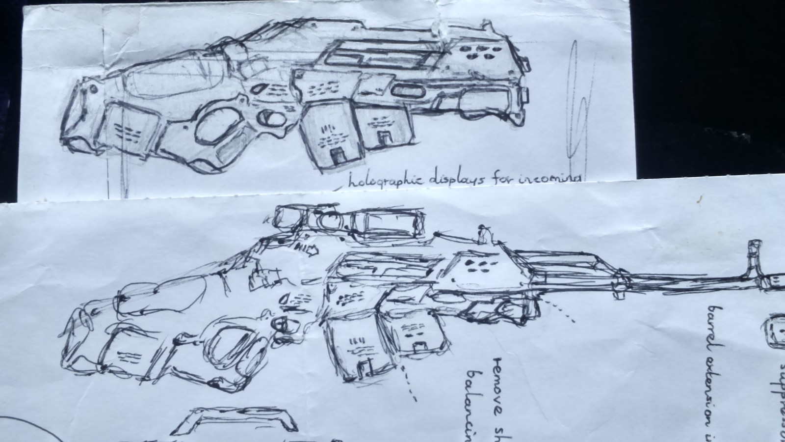 Hyperifle - Assault rifle model (above) and Long range variant (below)