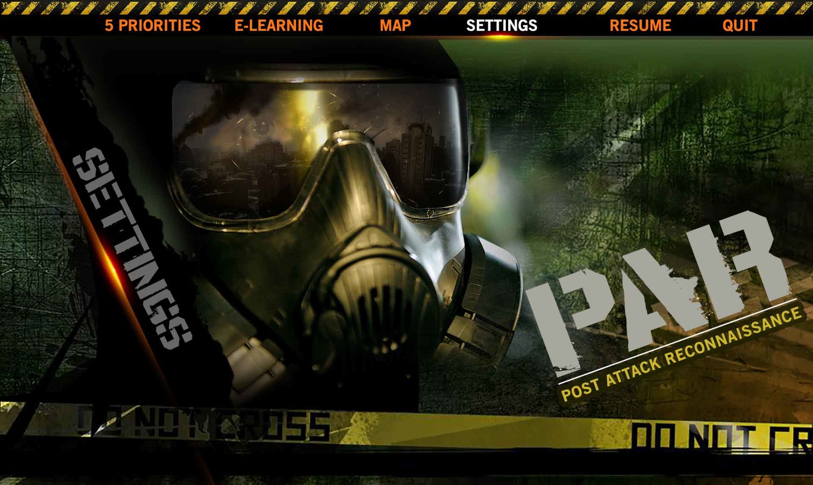 Main menu screen