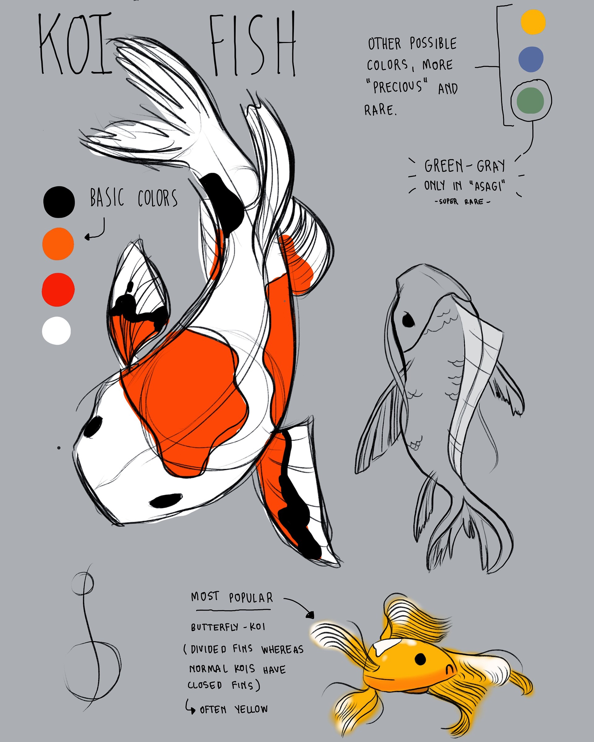 Koi Fish, New illo sketchbook and eraser shavings by coliecreates