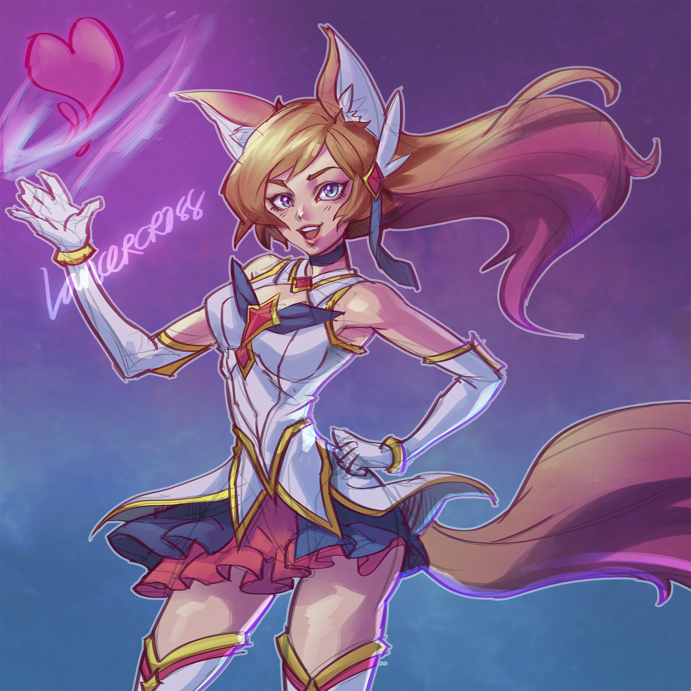 Artstation Star Guardian Ahri Doodle Lancercross Ahri is a charismatic team captain who leads her group of star guardians from the outer cosmos, with the authority of a queen bee and the sly cunning of a fox. star guardian ahri doodle lancercross