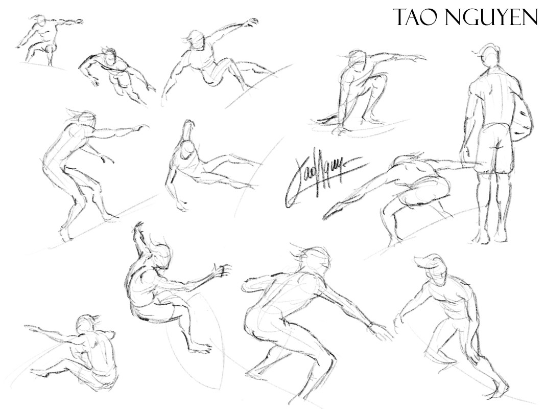 ArtStation - Tao Nguyen's iPad Surfing Sketches