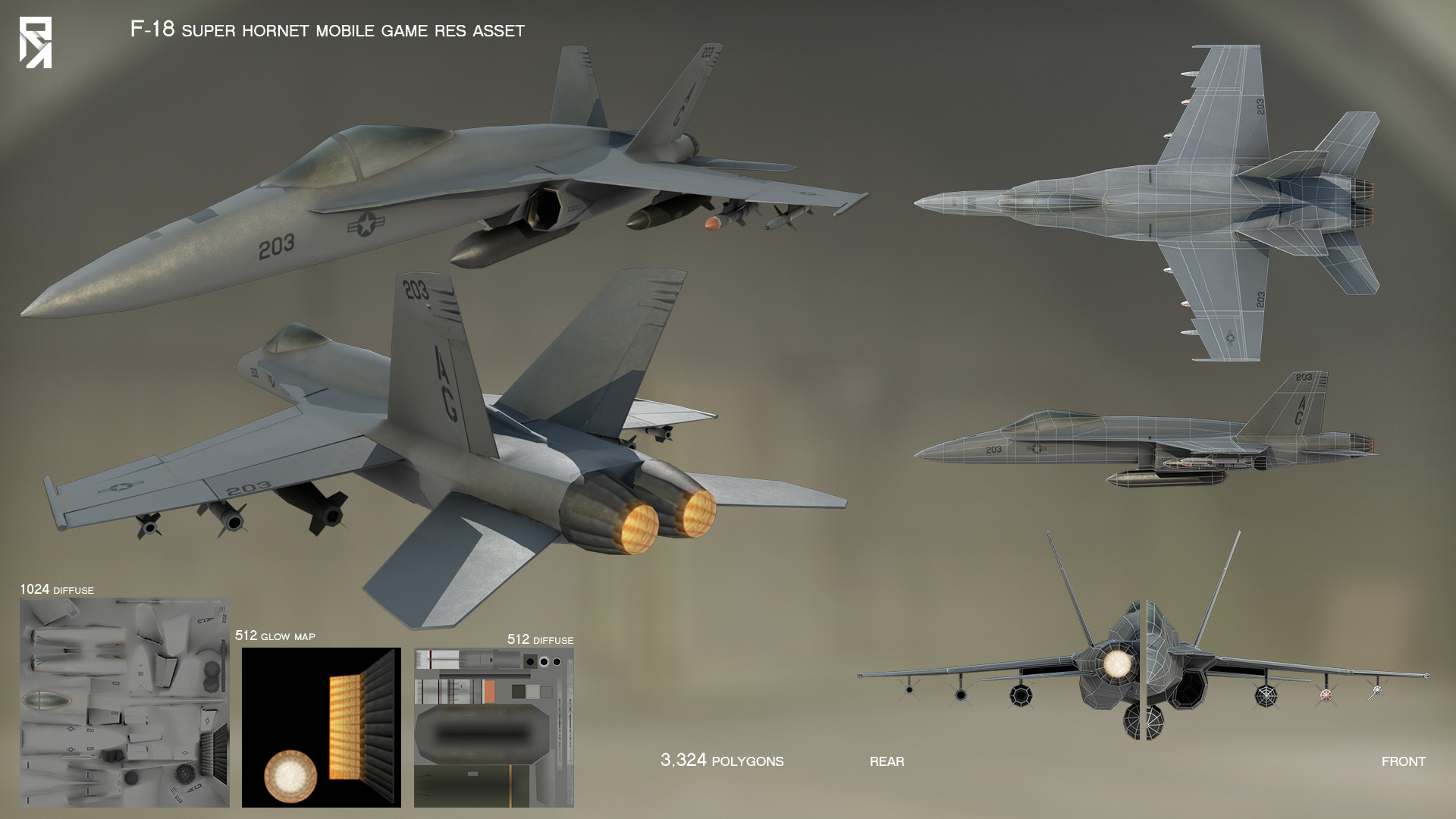 Artstation F 18 Super Hornet Android Mobile Game Asset Ryan Knudsen