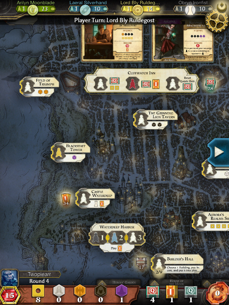 iOS in-game map during night time. 
(Screenshot from ipadboardgames.org)