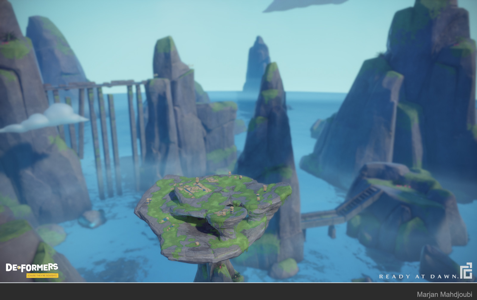 Chaotic Caverns
Responsible for Ground Slabs, Rock blocks, Everything in the Vista(including Propping), Clouds, Some grass skirts, Spire(The rock that is holding the level)