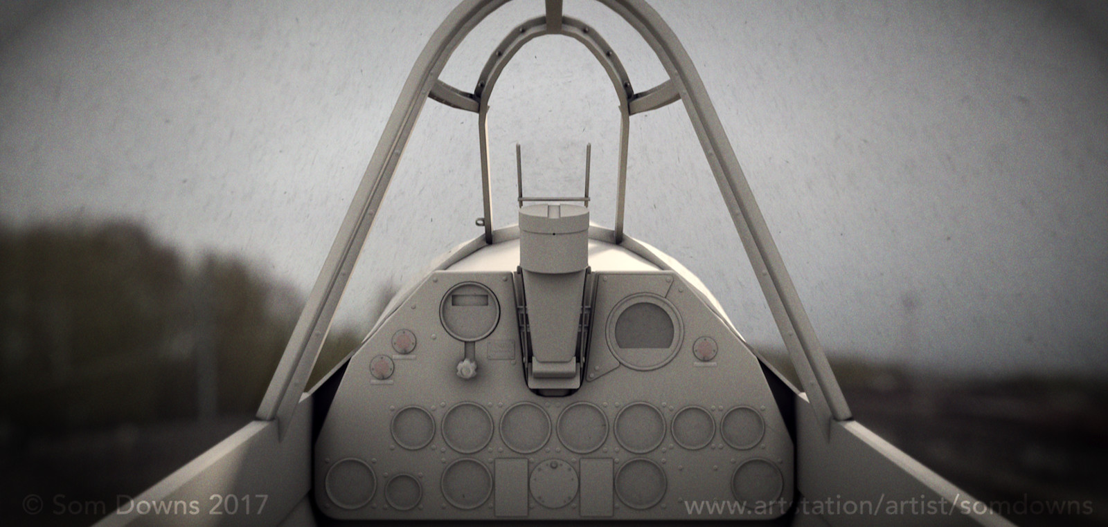 Classic Airplane Cockpit --  Curtiss P40 Warhawk (1938) ClayRender