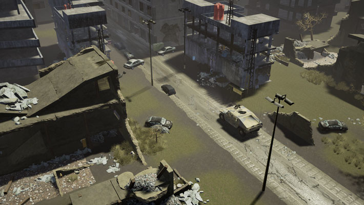 Ambush area among ruined buildings