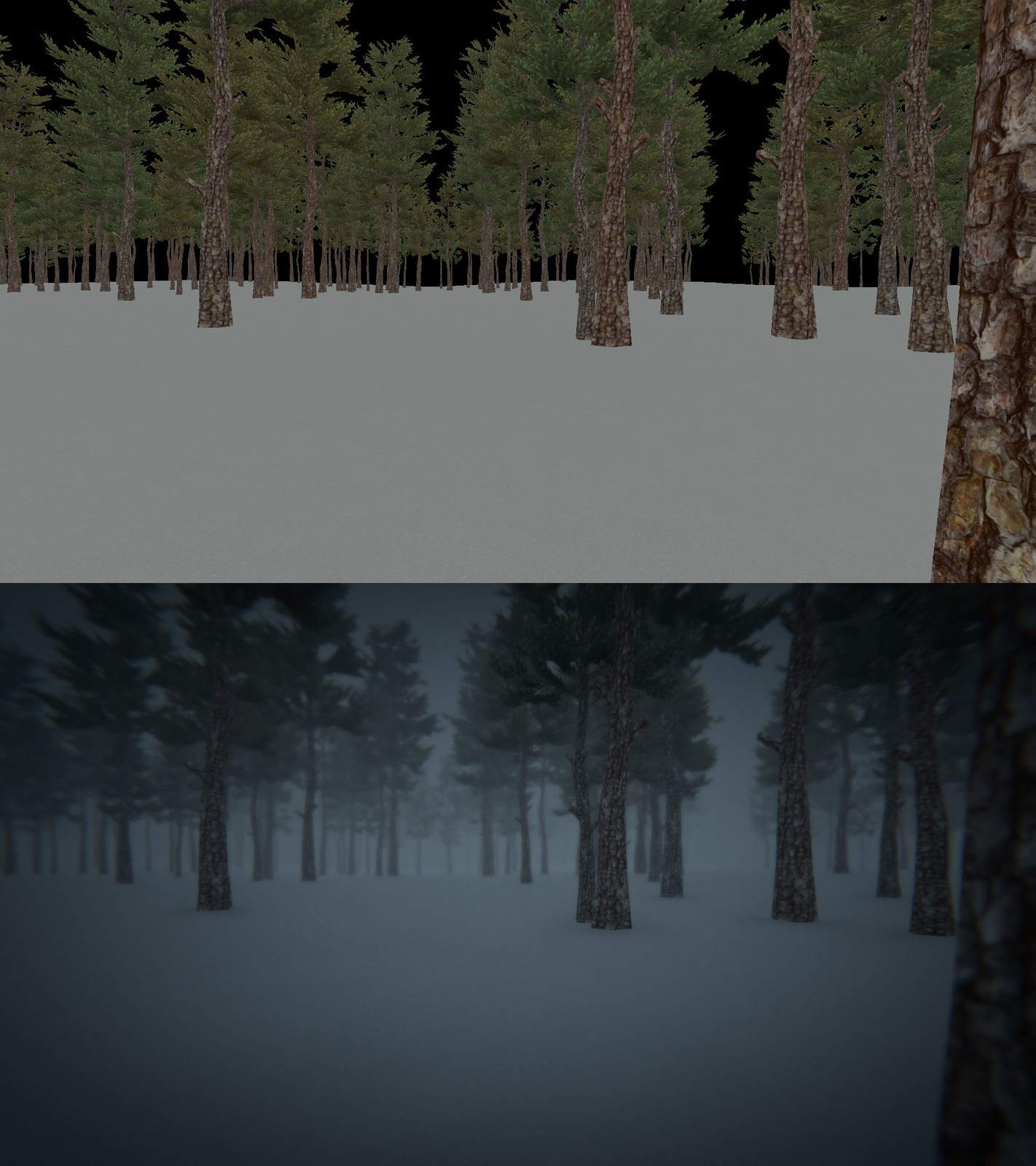 Arctic Forest before and after
