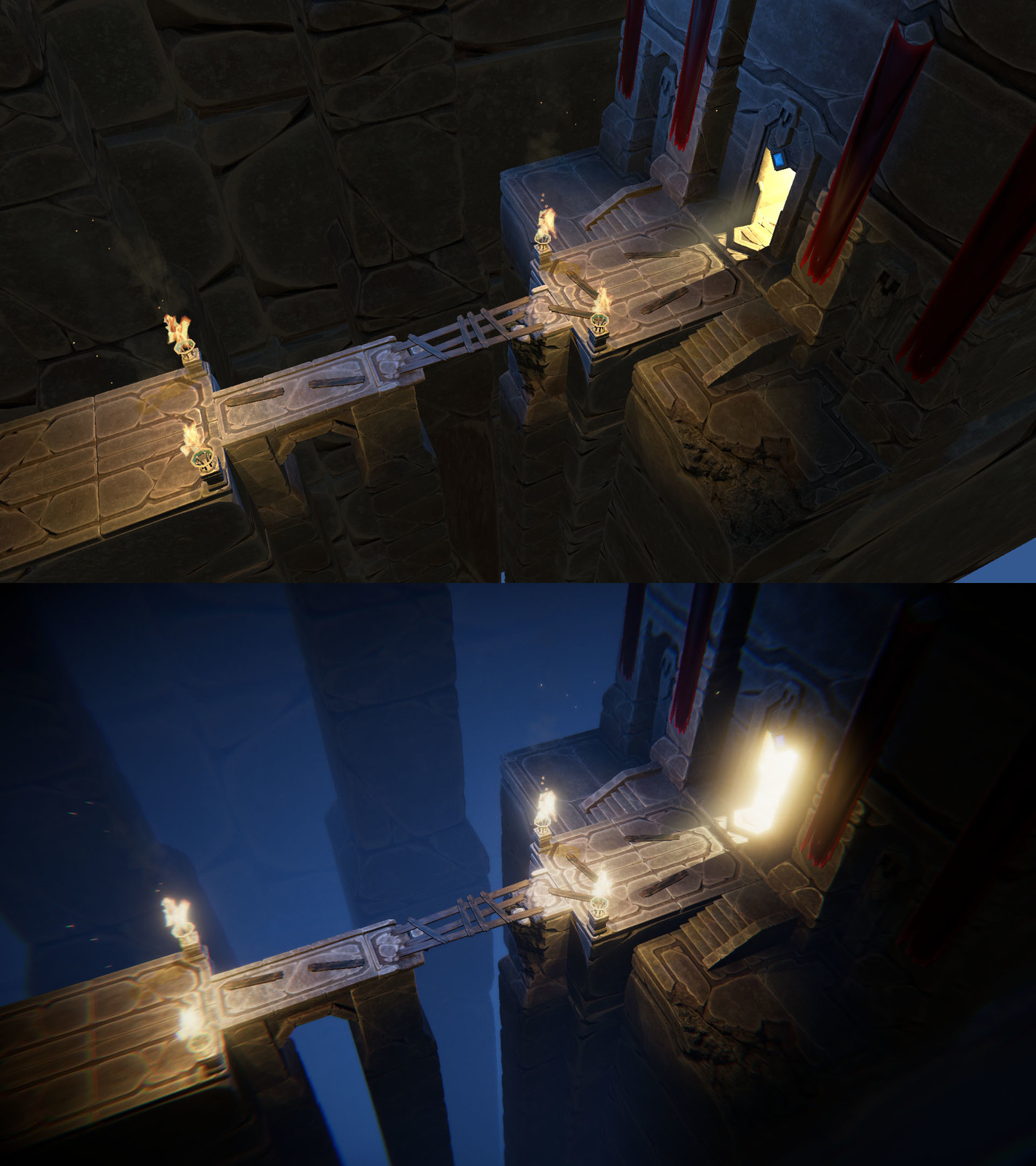 Dwarven Ruins before and after