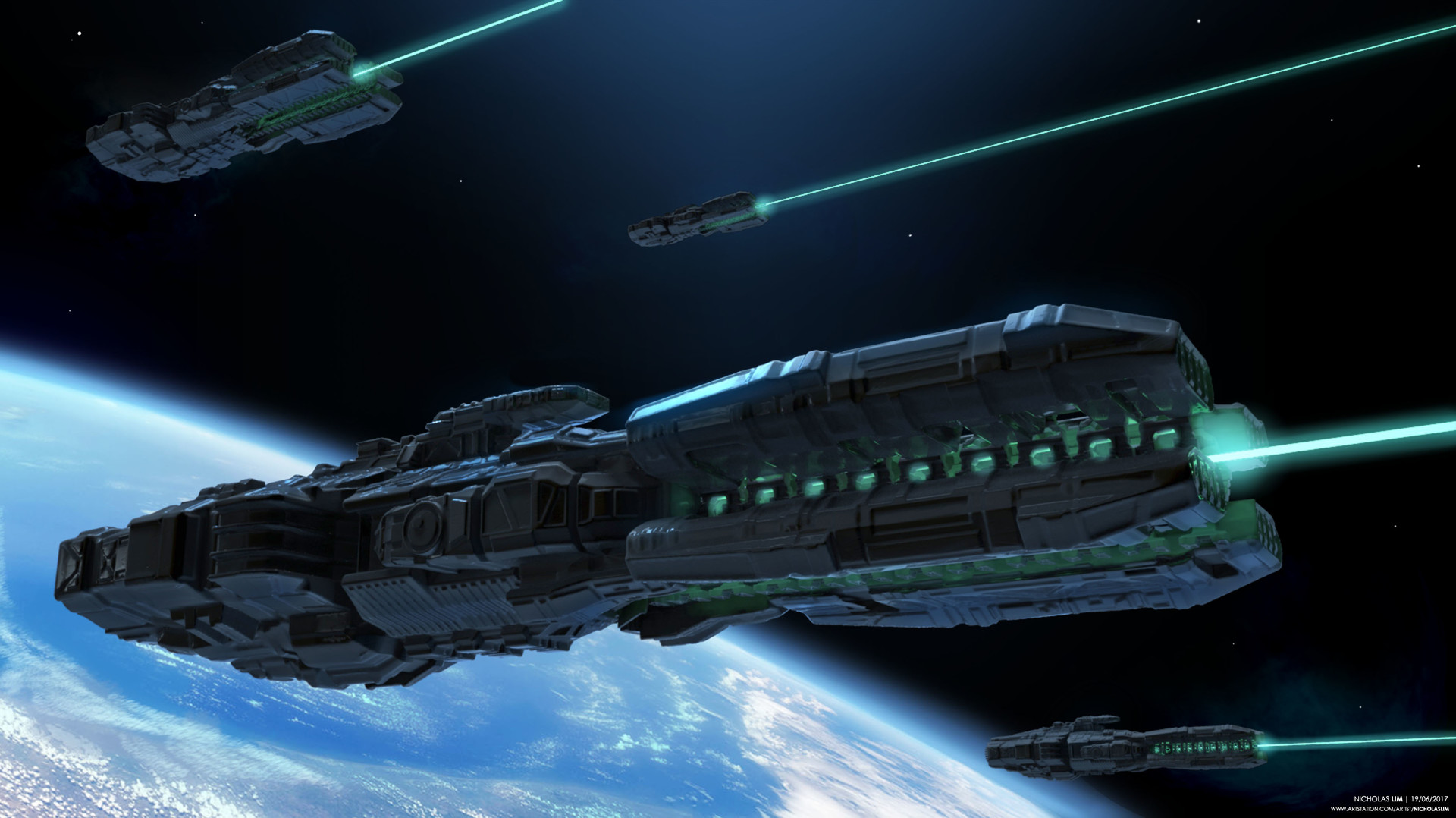 Artstation Orbital Defense Laser Ship Nicholas Lim