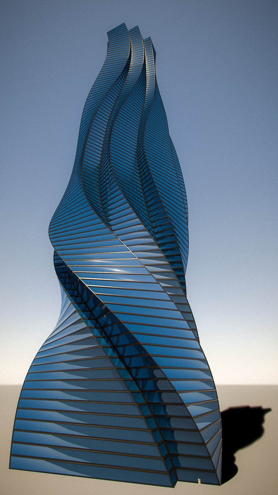 A building concept using array'd splines, then using the crosssection and surface modifiers