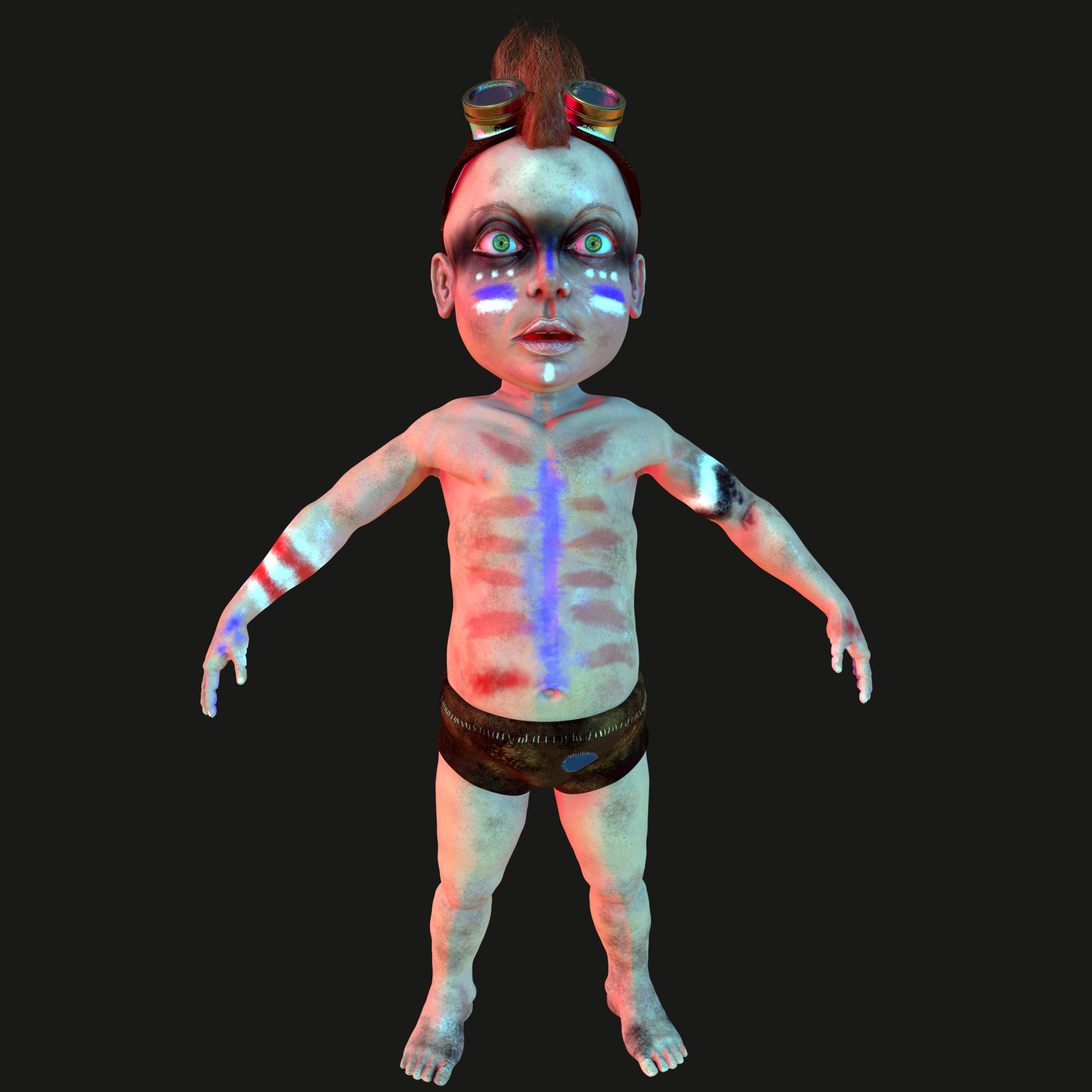 Testlook of baby in Maya, render used - Mental ray. It took 4 days to make the whole character.