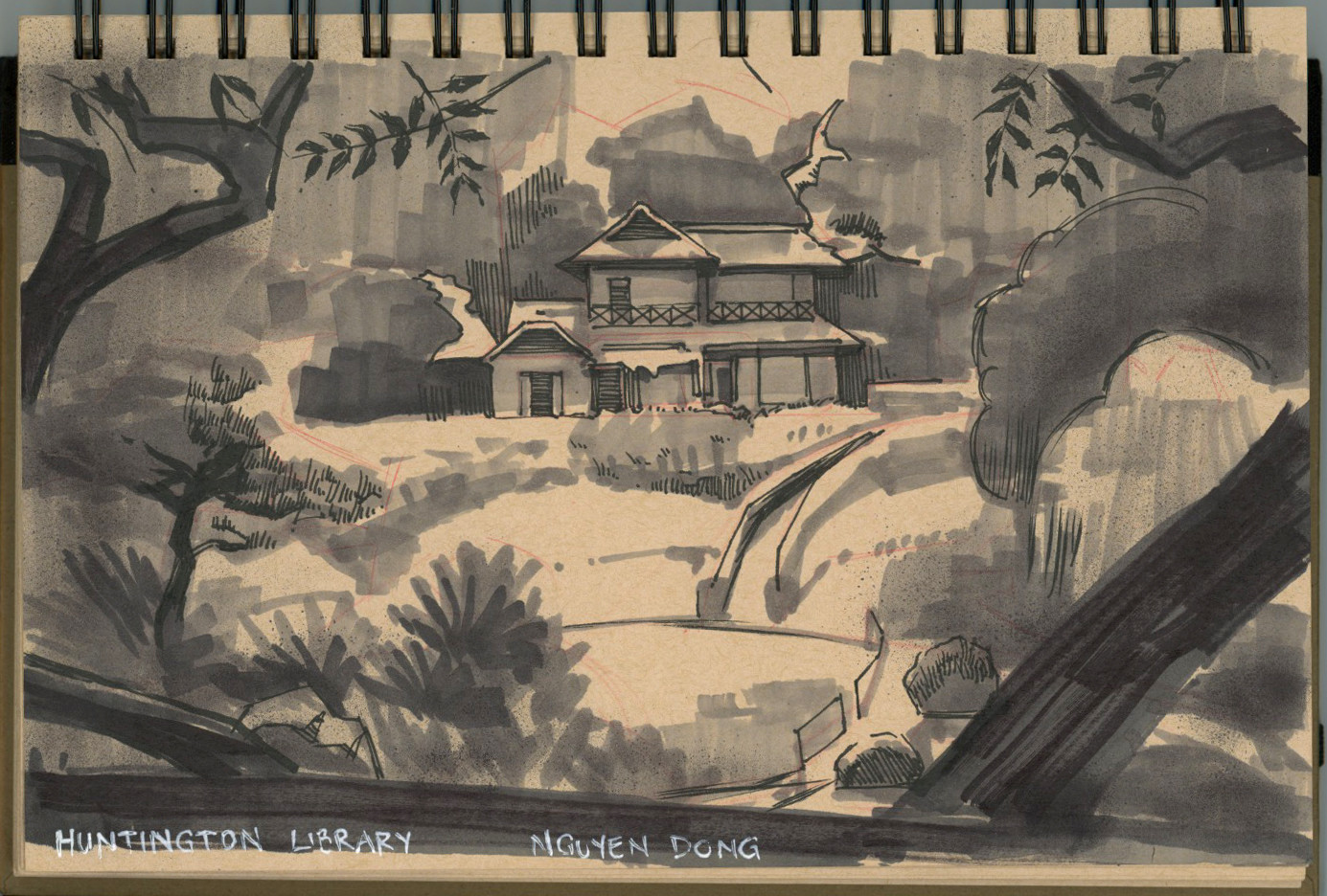Huntington Botanical Gardens - Chinese Garden field sketch