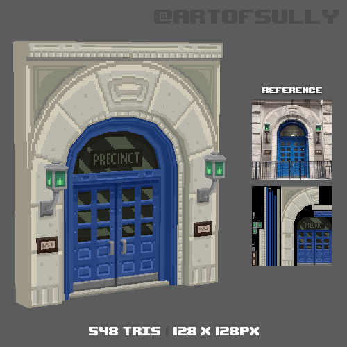 3D Pixel-Art Police Station Doors (Commission)