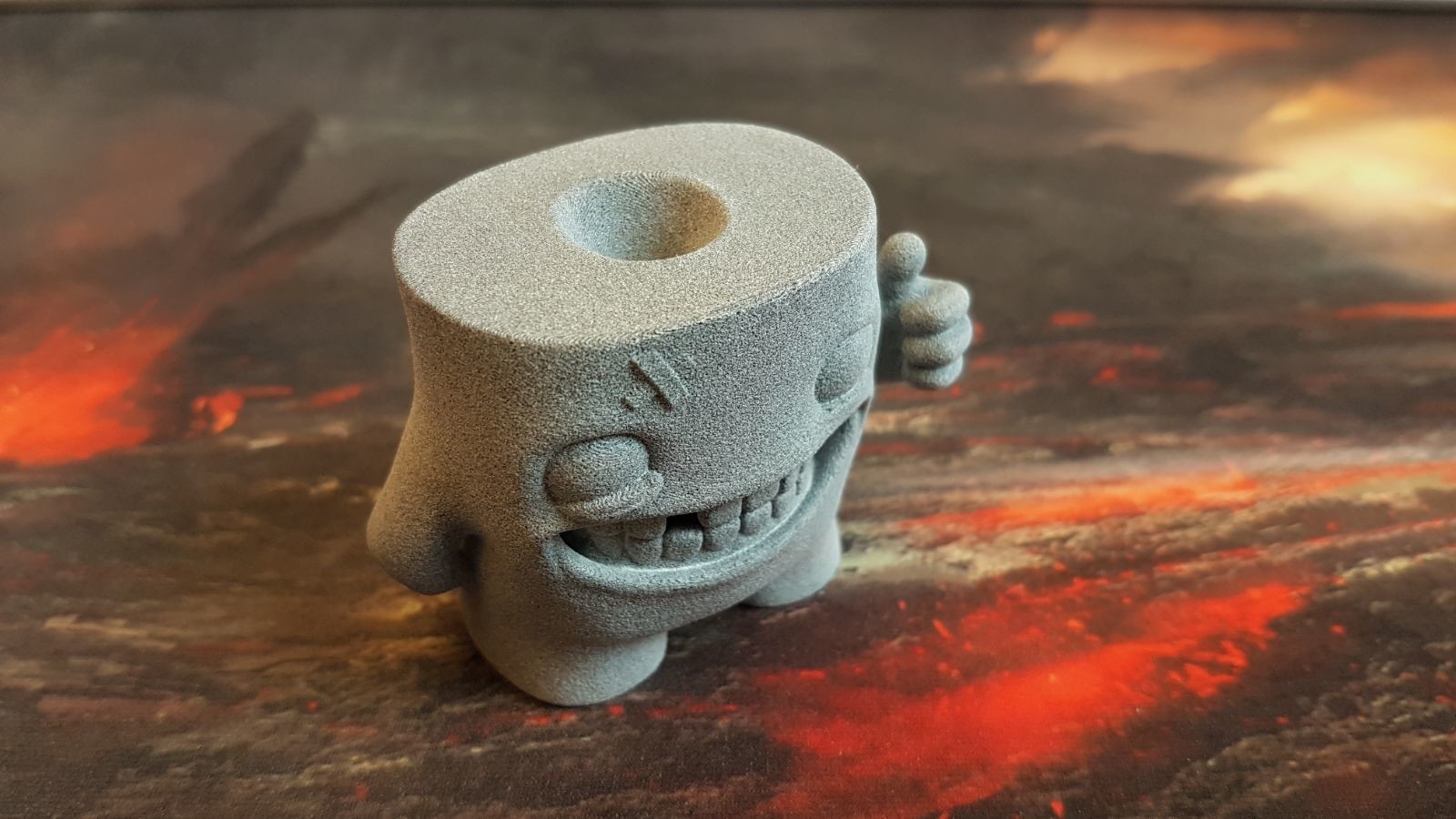 Super Meat Boy penholder printed on HP Multi-jet Fusion 3D printer in HP Pa 12
