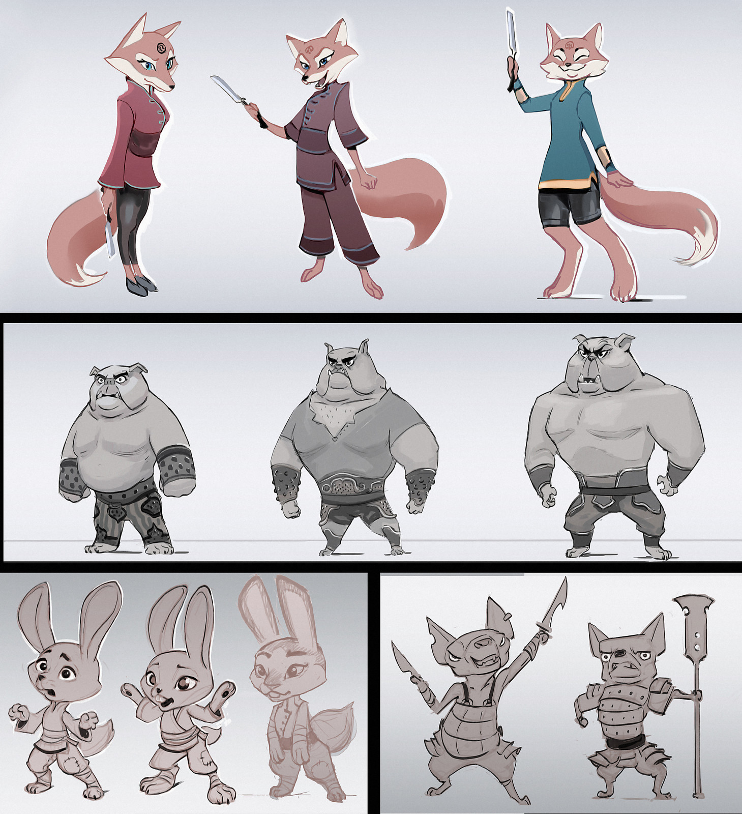 Huxia character developement sketches