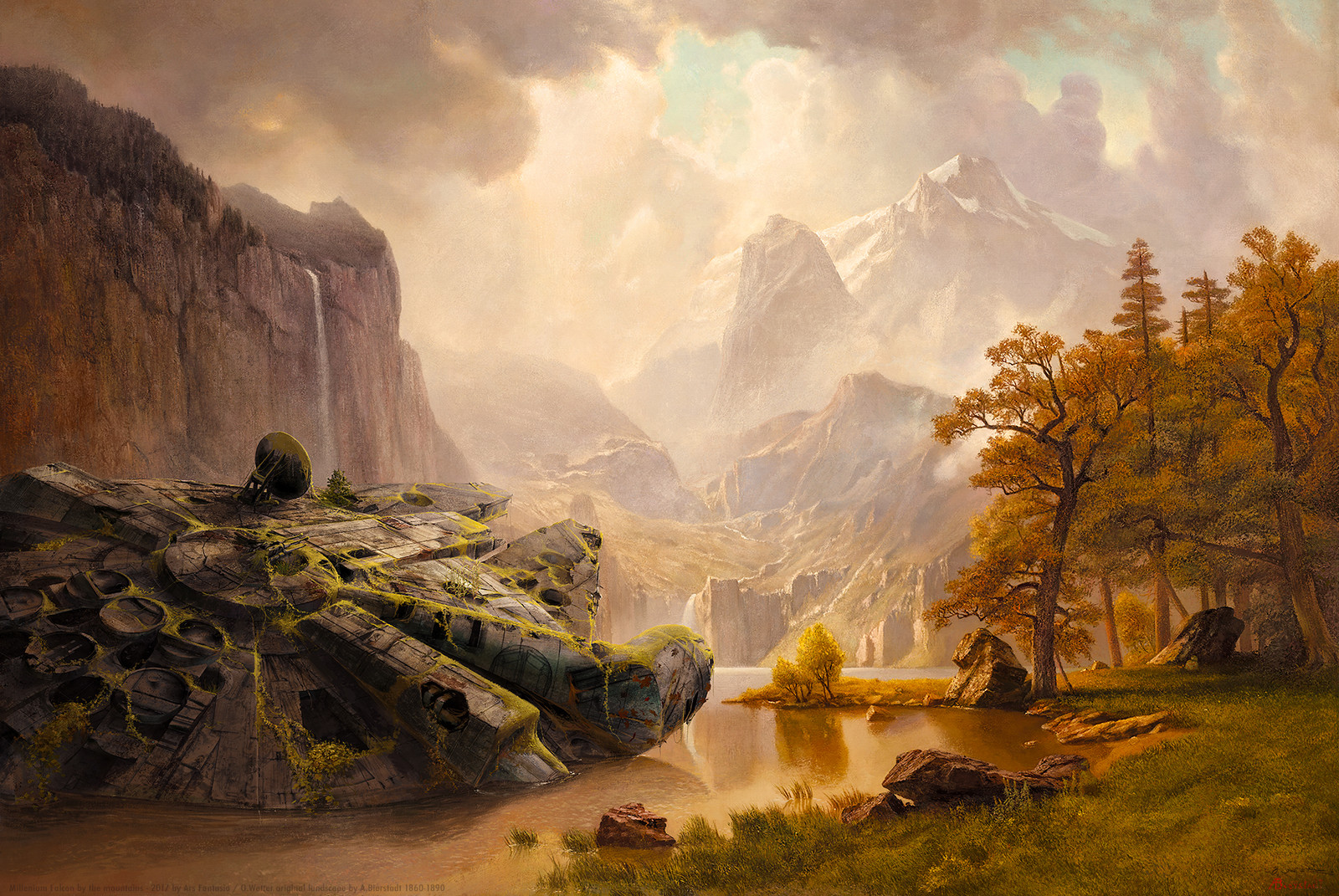 Millenium Falcon at the Mountains (after Bierstadt)