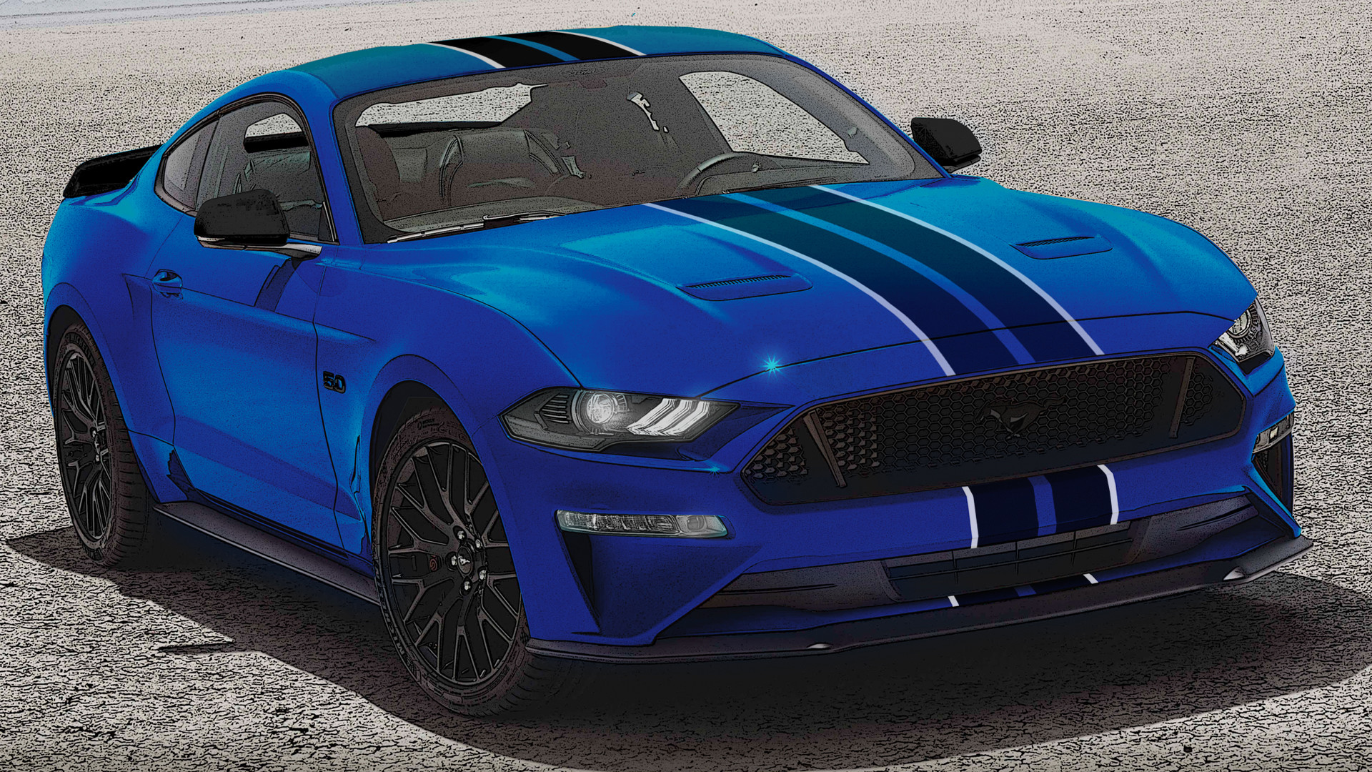 Lightning Blue Mustang Black Roof | Decoratingspecial.com