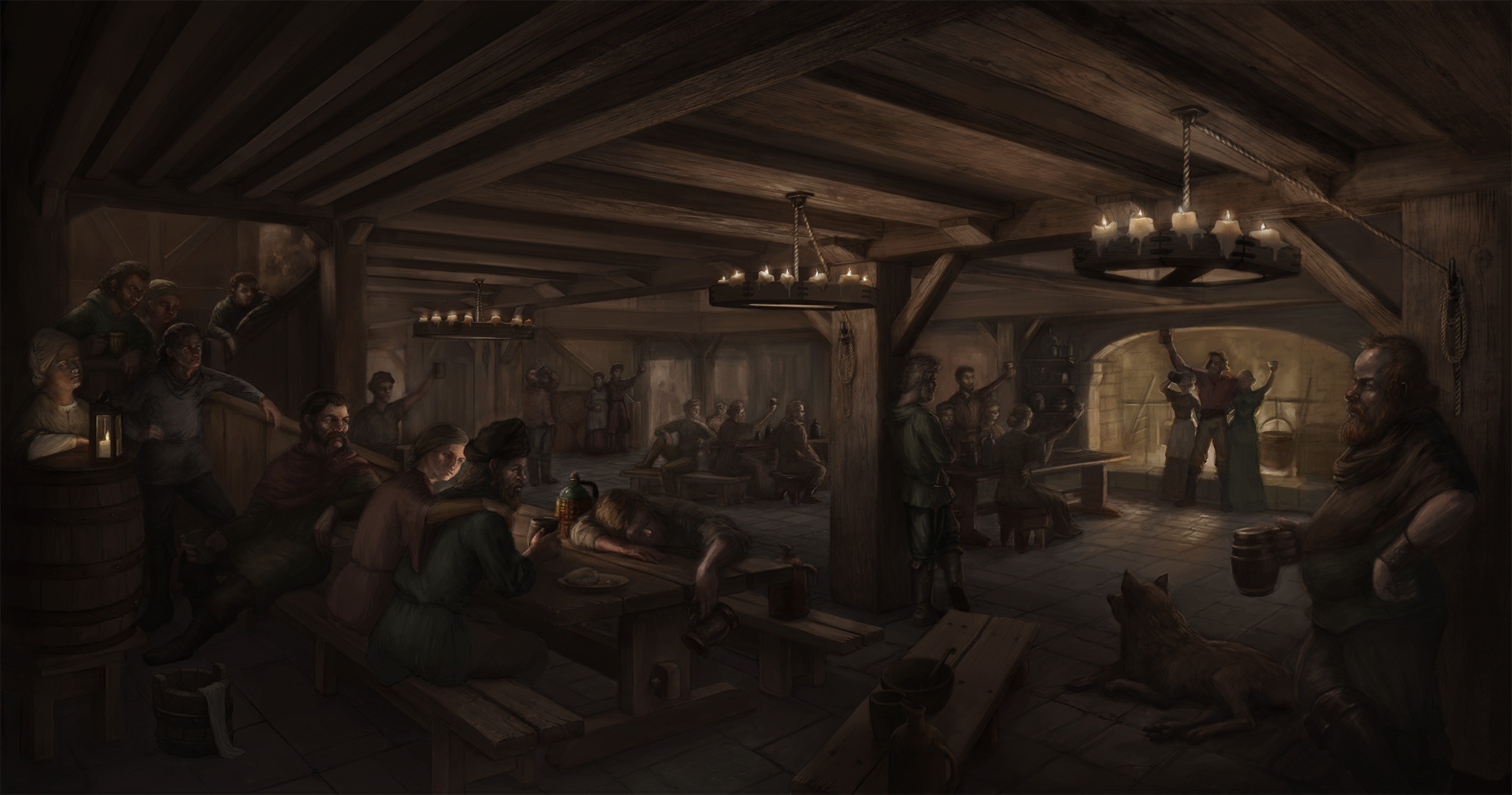 Robert Baird - Medieval Inn Scene - A Toast To Victory