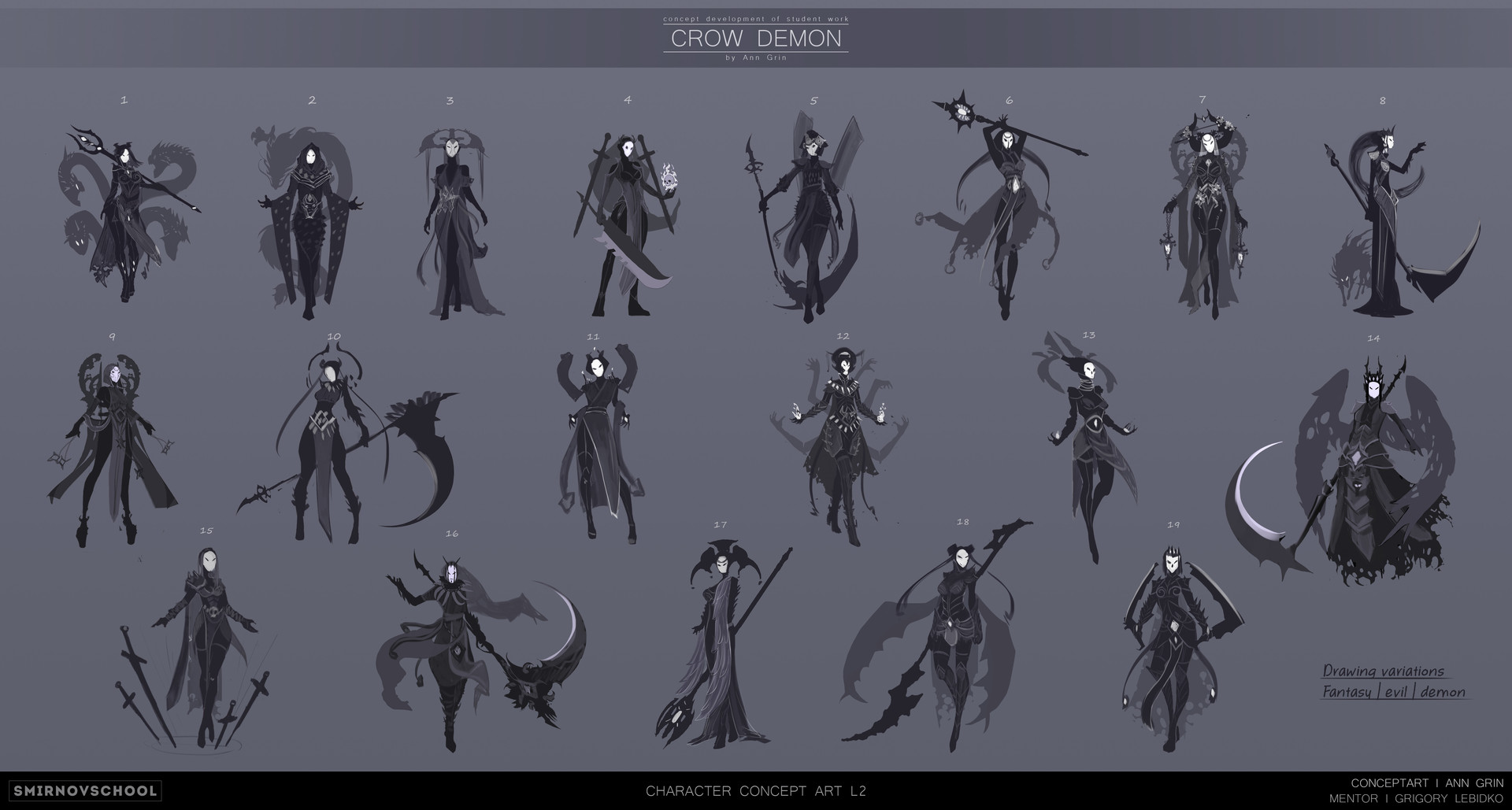 Artstation Crow Demon Concept Ann Grin