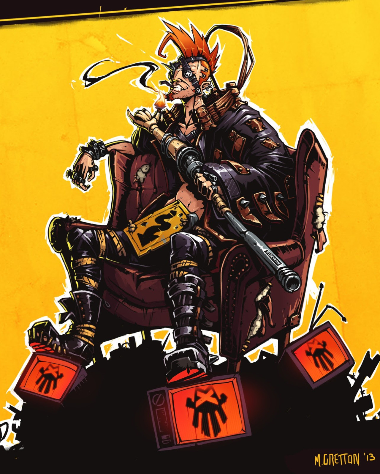 An early-game villain, Lord Skideyes - rules over all scrap, and builds his robotic family from it.