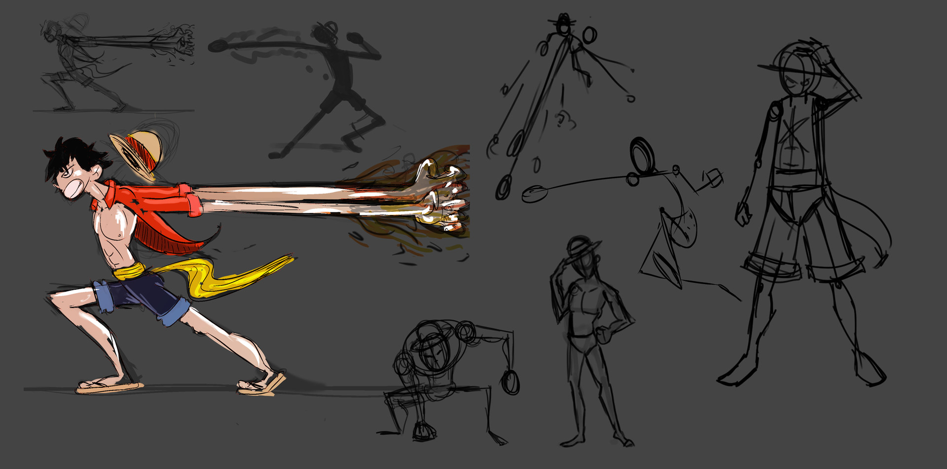 Artstation Luffy Red Hawk Gustavo Castellanos