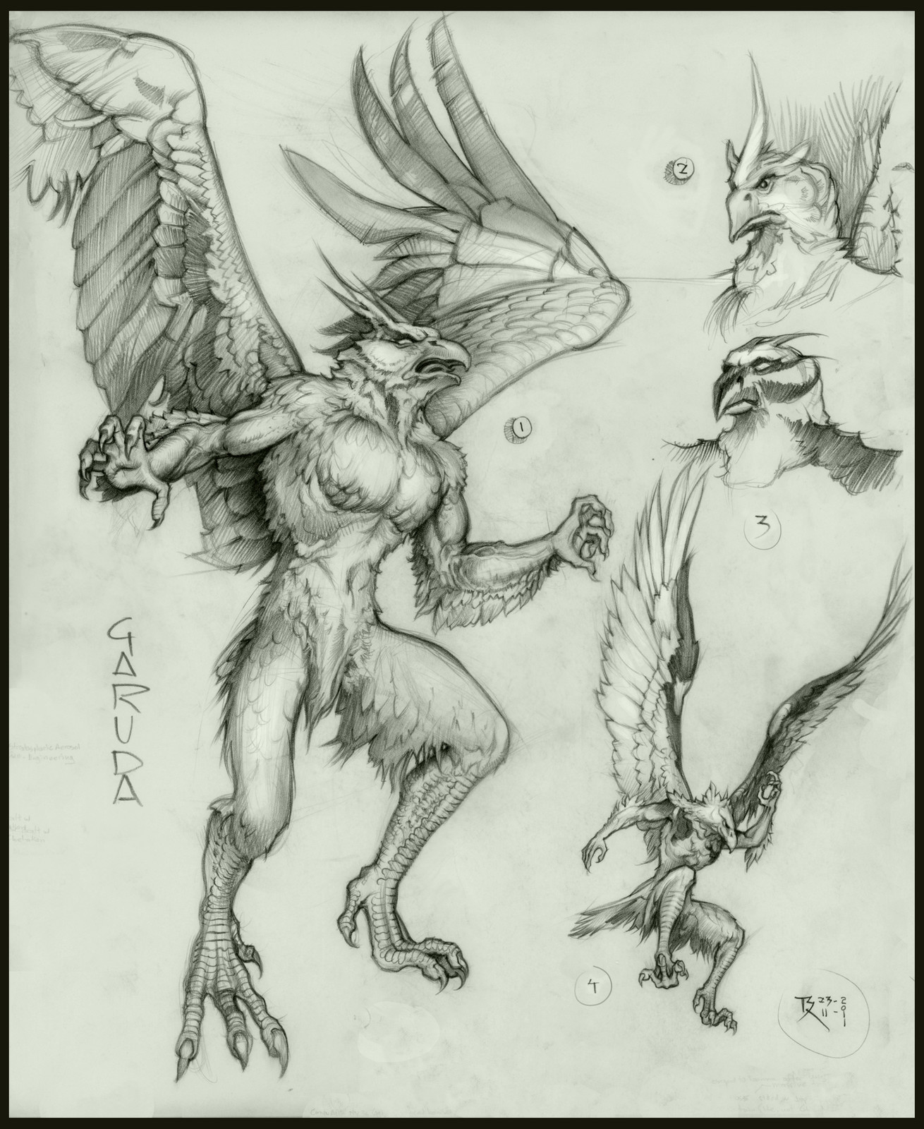 GARUDA 1-4
 -Pencil  sketch, with  Photoshop touch up
