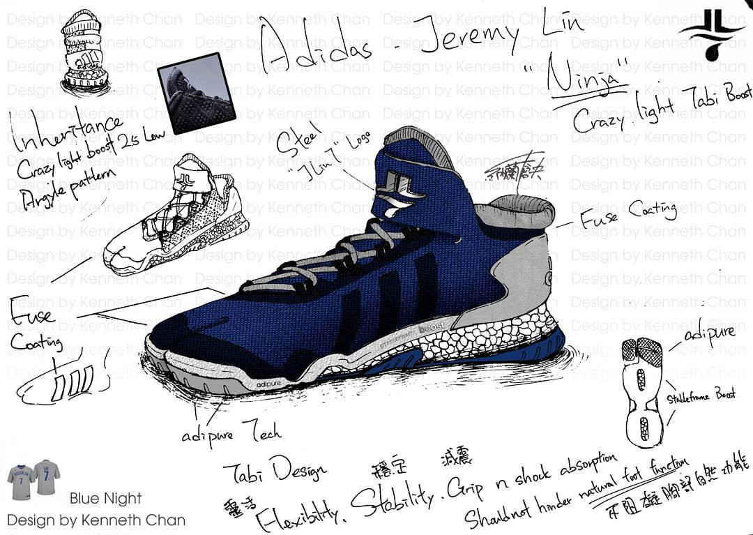 【 Concept Art : Adidas x Jeremy Lin "Ninja" - Crazy Light Low Tabi Shoe_Blue Night Version】