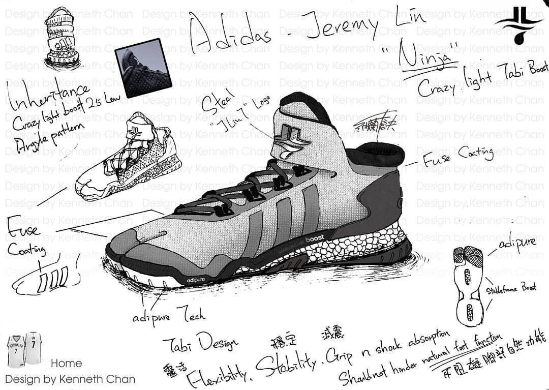 【 Concept Art : Adidas x Jeremy Lin "Ninja" - Crazy Light Low Tabi Shoe_Home Version】