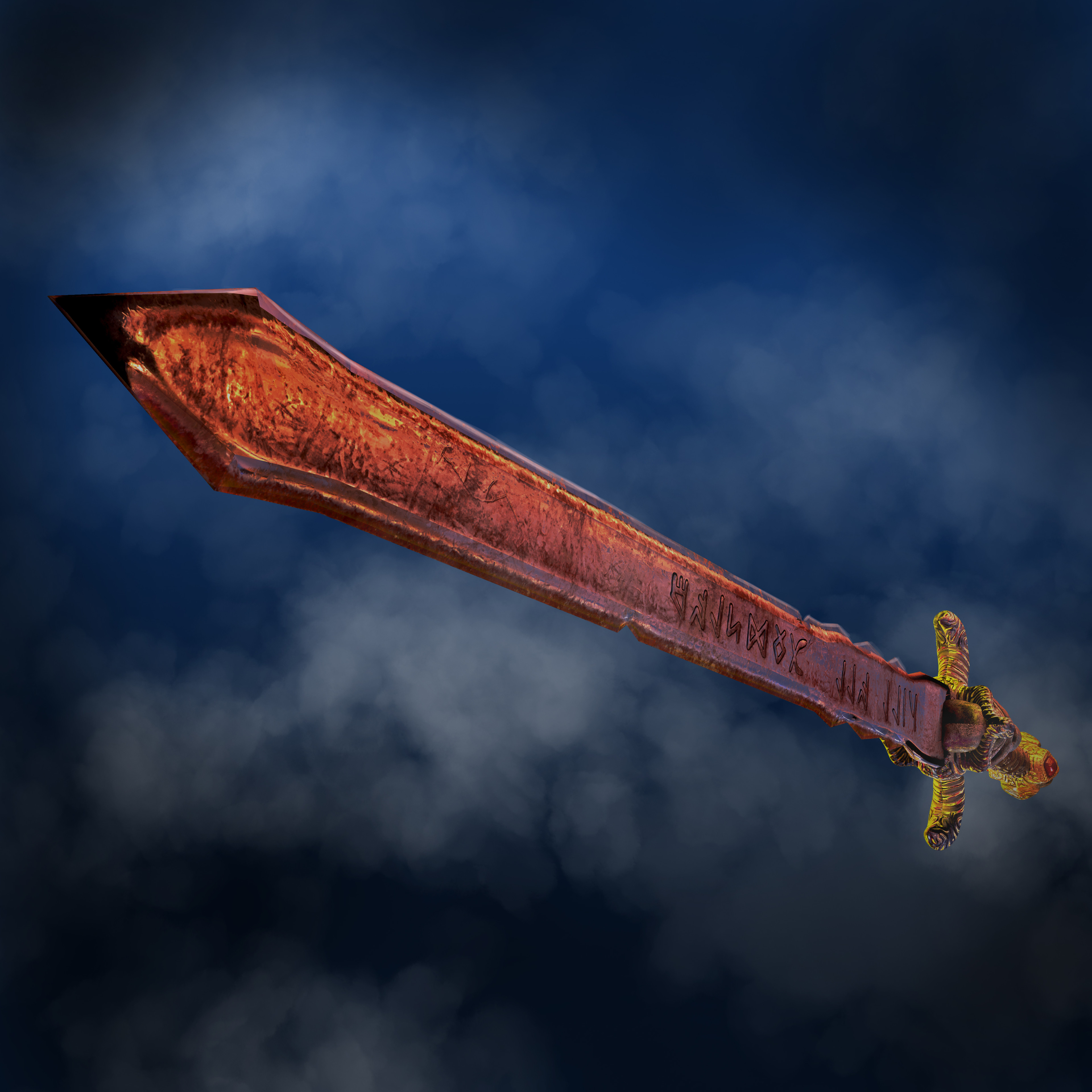 Been practising with Arnold renderer yesterday. Modelled this wee little low poly sword and textured it yesterday.