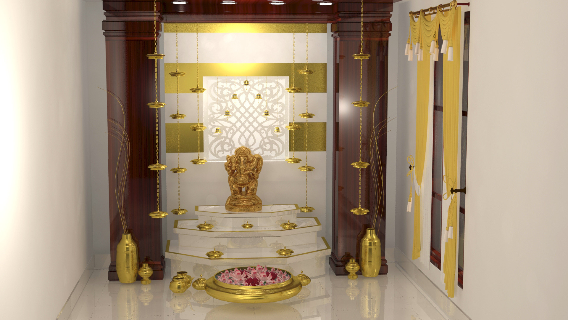 25 Top Pictures Pooja Room Decorations : Ganpati Decoration Ideas at