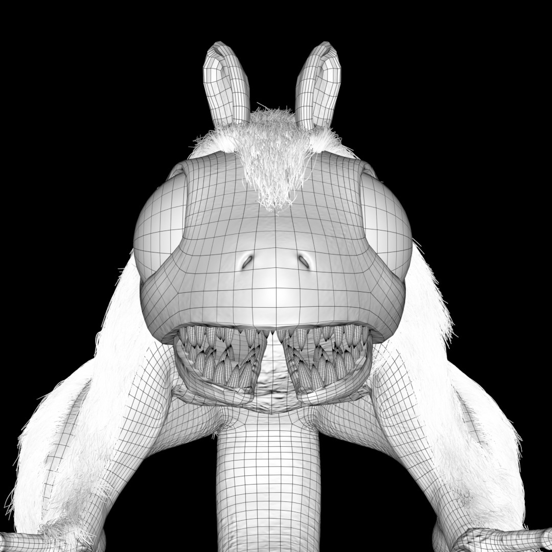 Smoothed Wireframe and Xgen-Hair (Front)