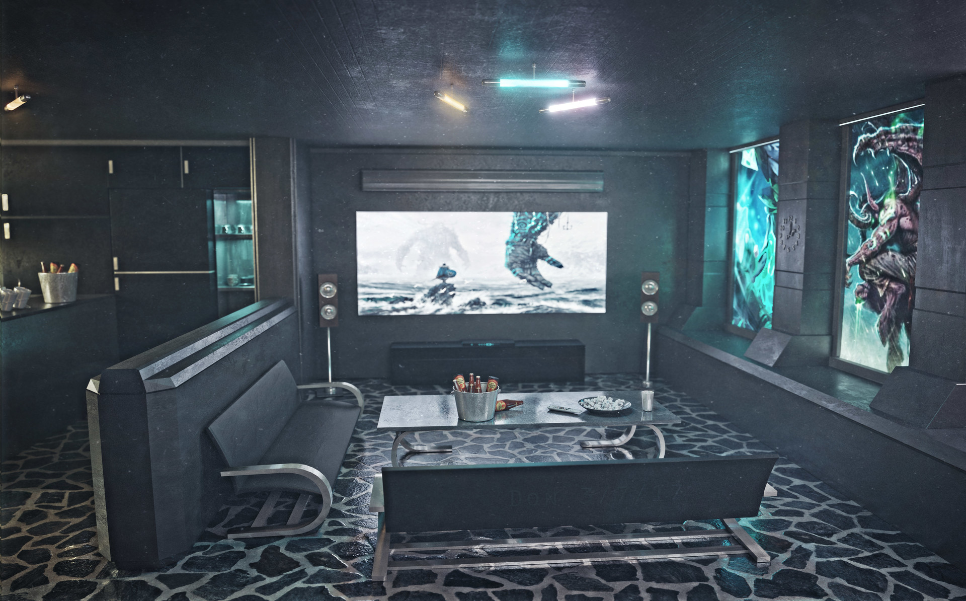 Cyberpunk Living Room  Cyberpunk interior, House design, Room
