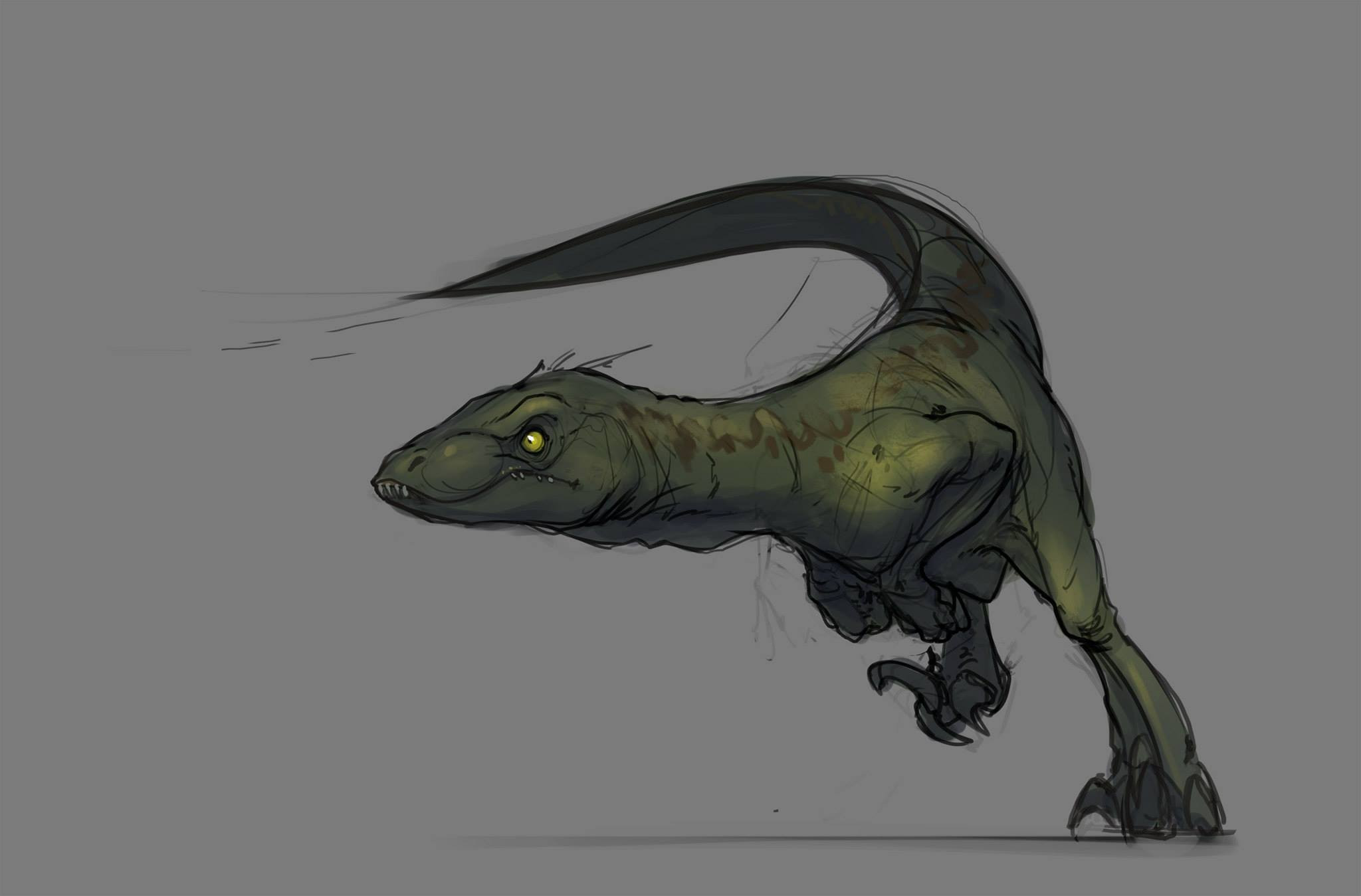 The underlying sketch preparing for the final illustration. I'd never done a dinosaur before so it involved a lot of reference and doodles before this sketch and the following final image.