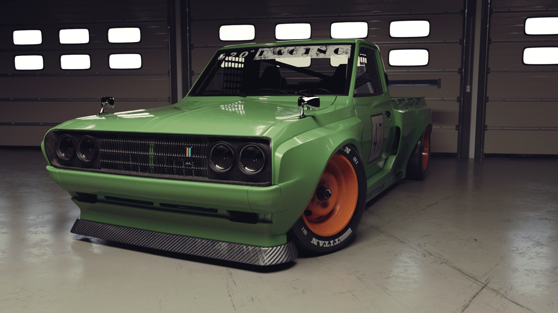 Modded version of the Datsun 620, lowered and widened for a fatter look. 