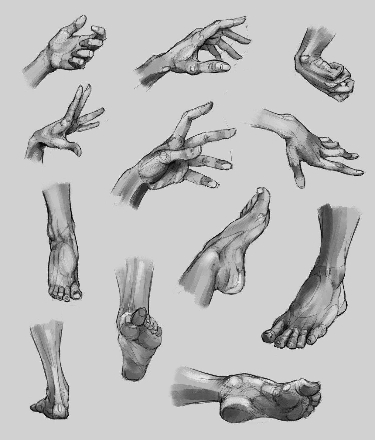 ArtStation Hands and feet quick sketches
