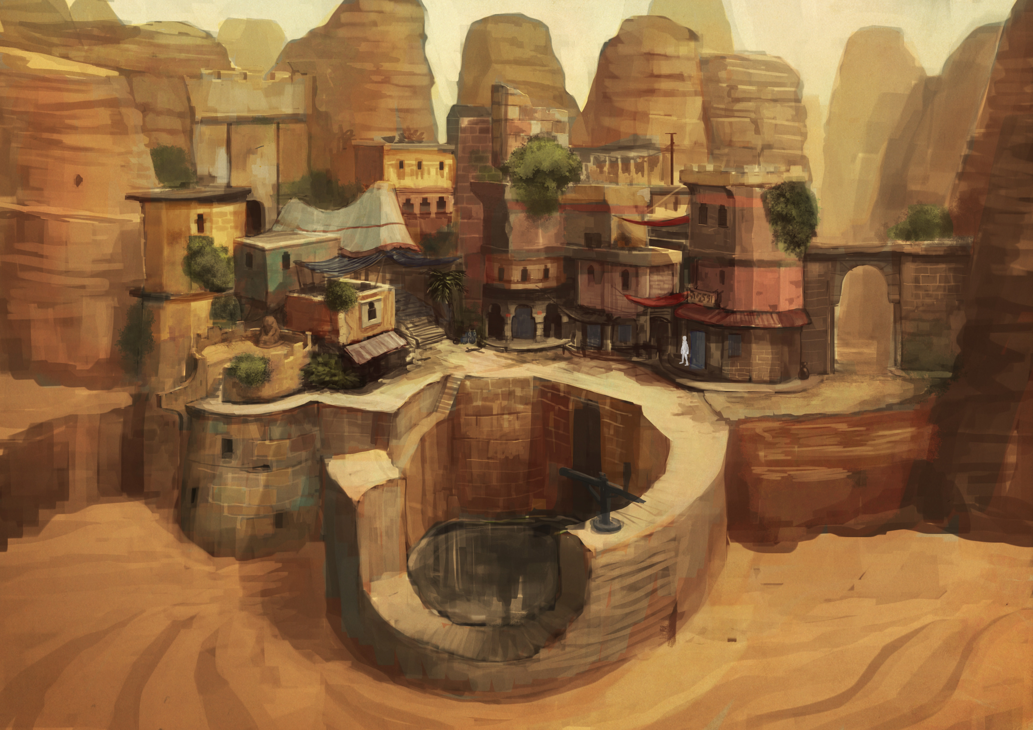 Initial concept for the Zaber town. 