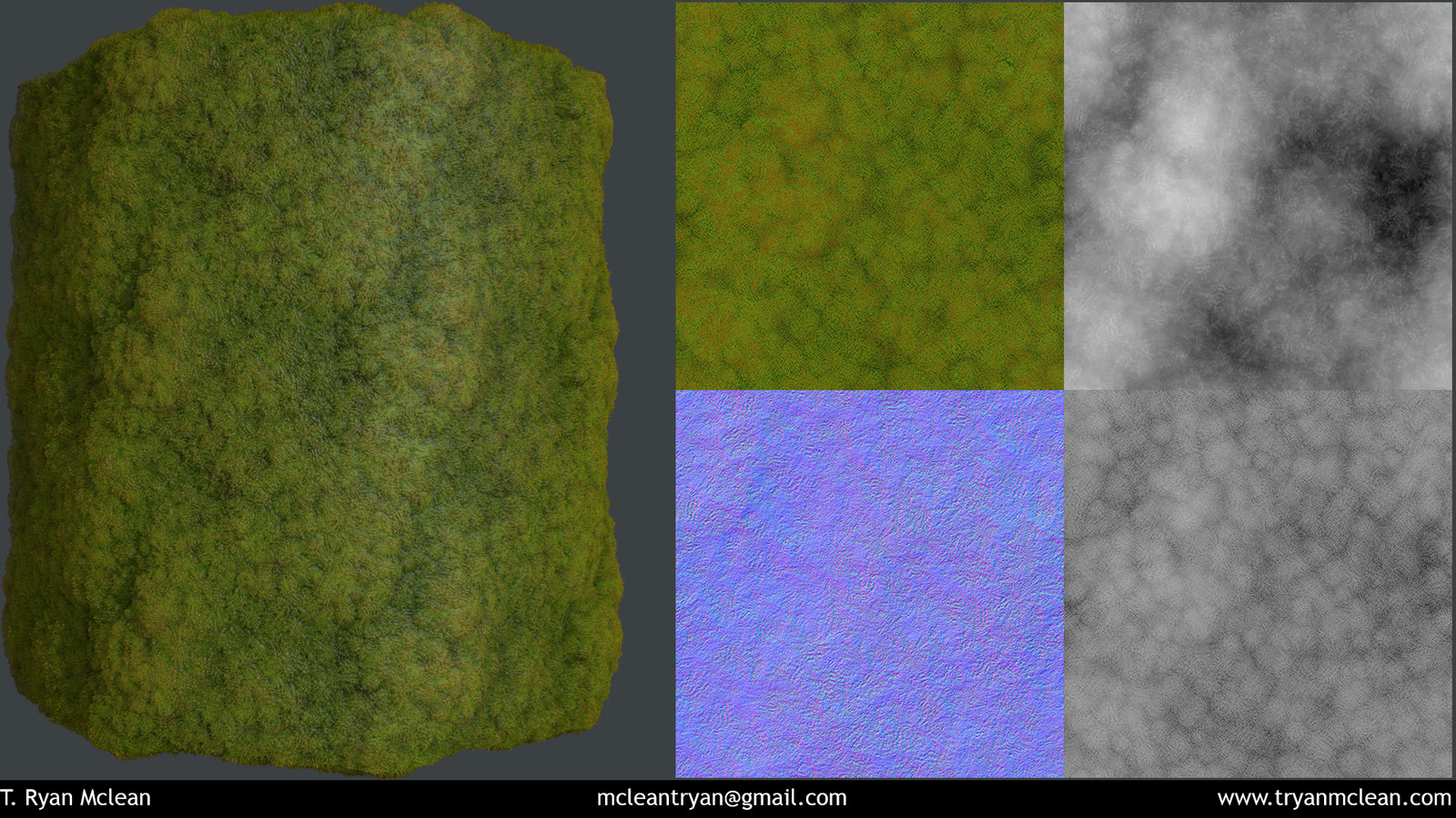 Moss texture flats. Albedo, Height, Normal and Roughness. 