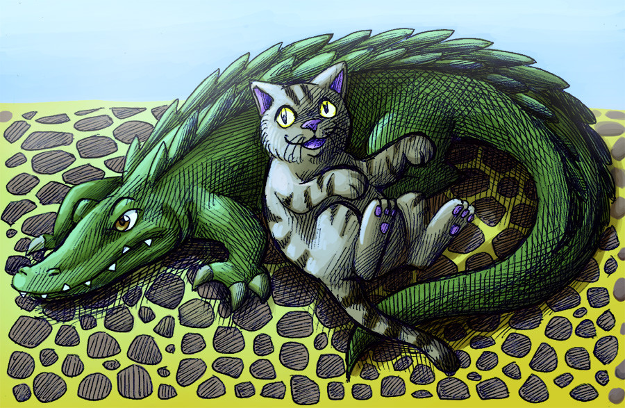 croc on cat