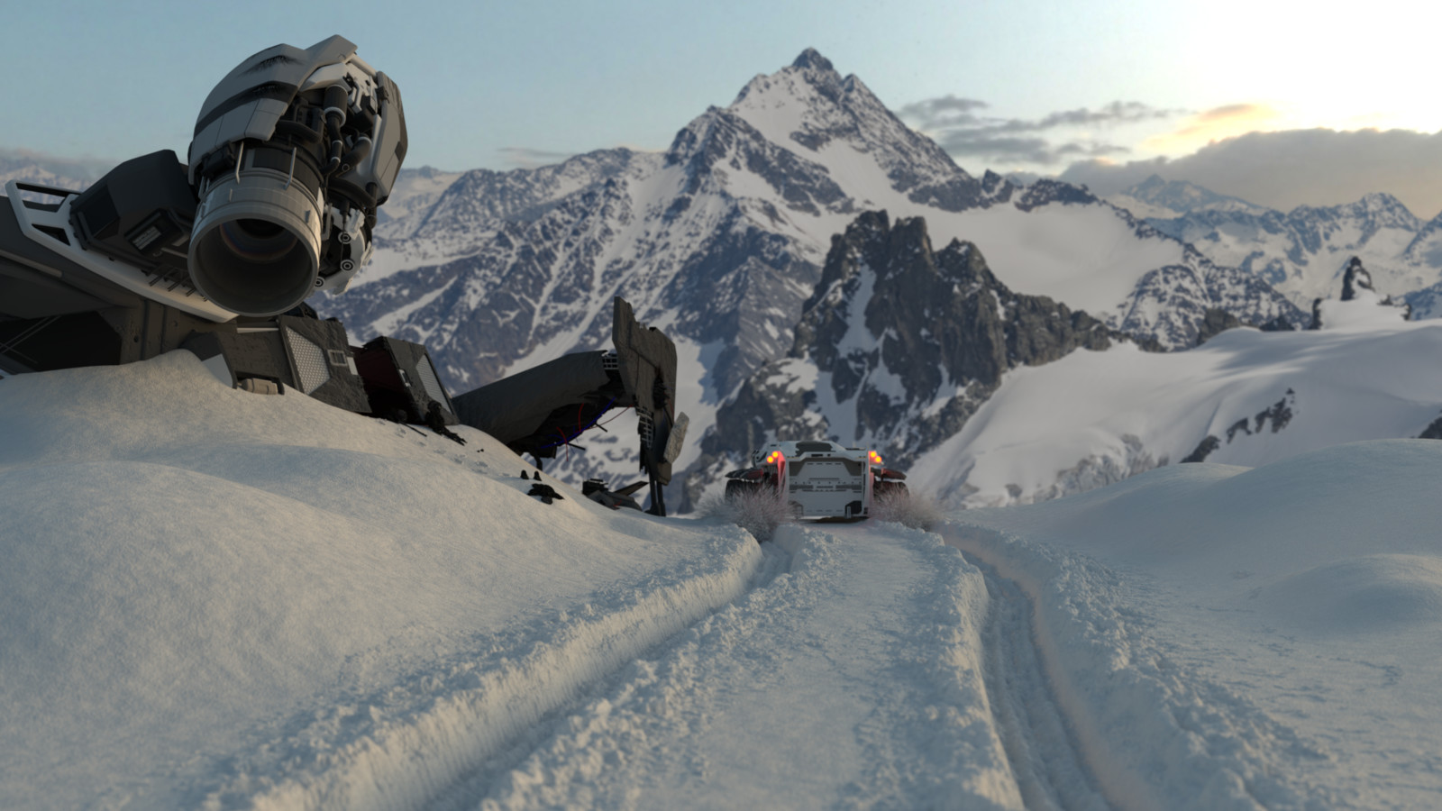 Added motion blur to snow and focus point (rover) * Final Render*