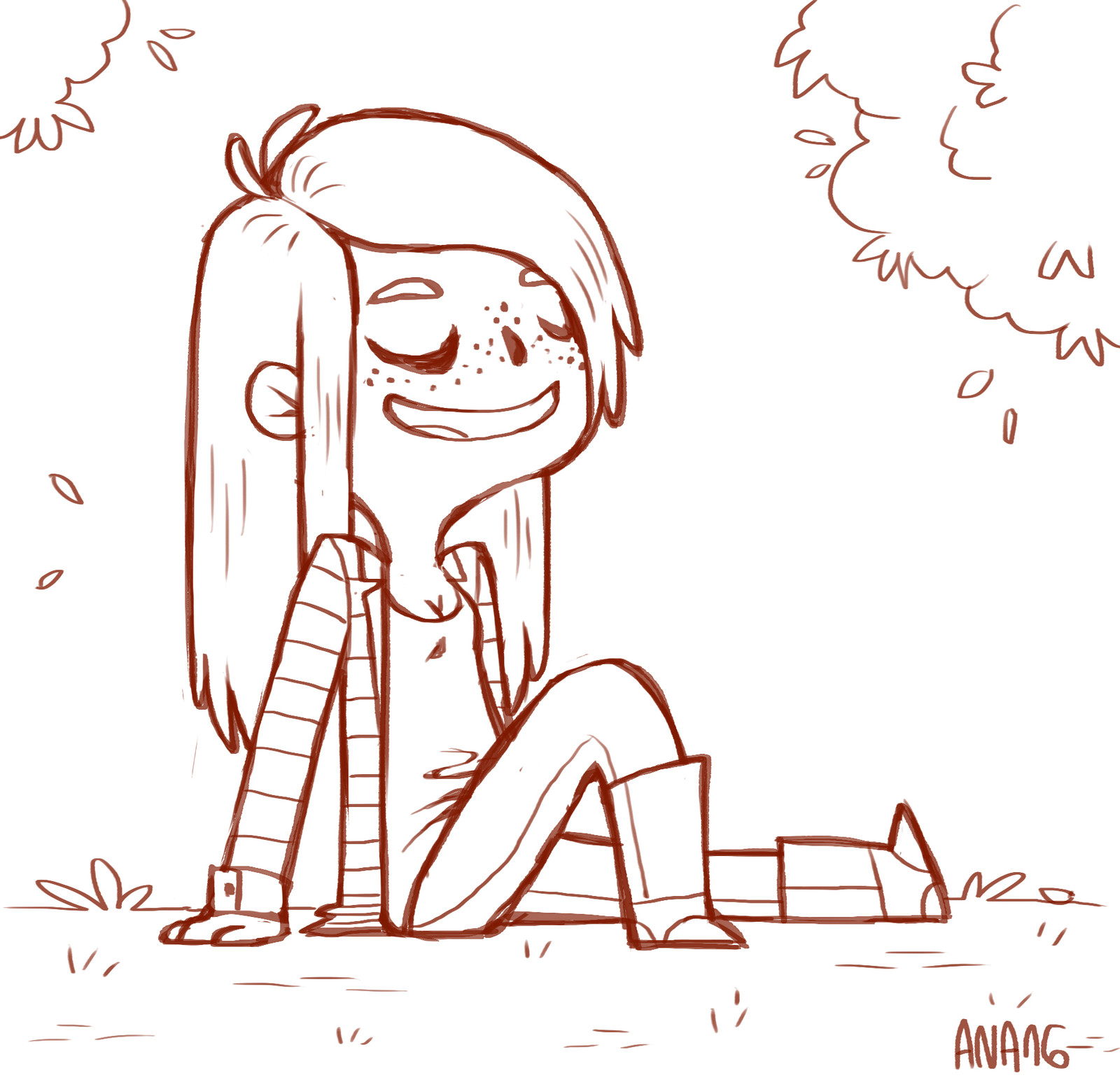 Relaxed Girl Character Sketch