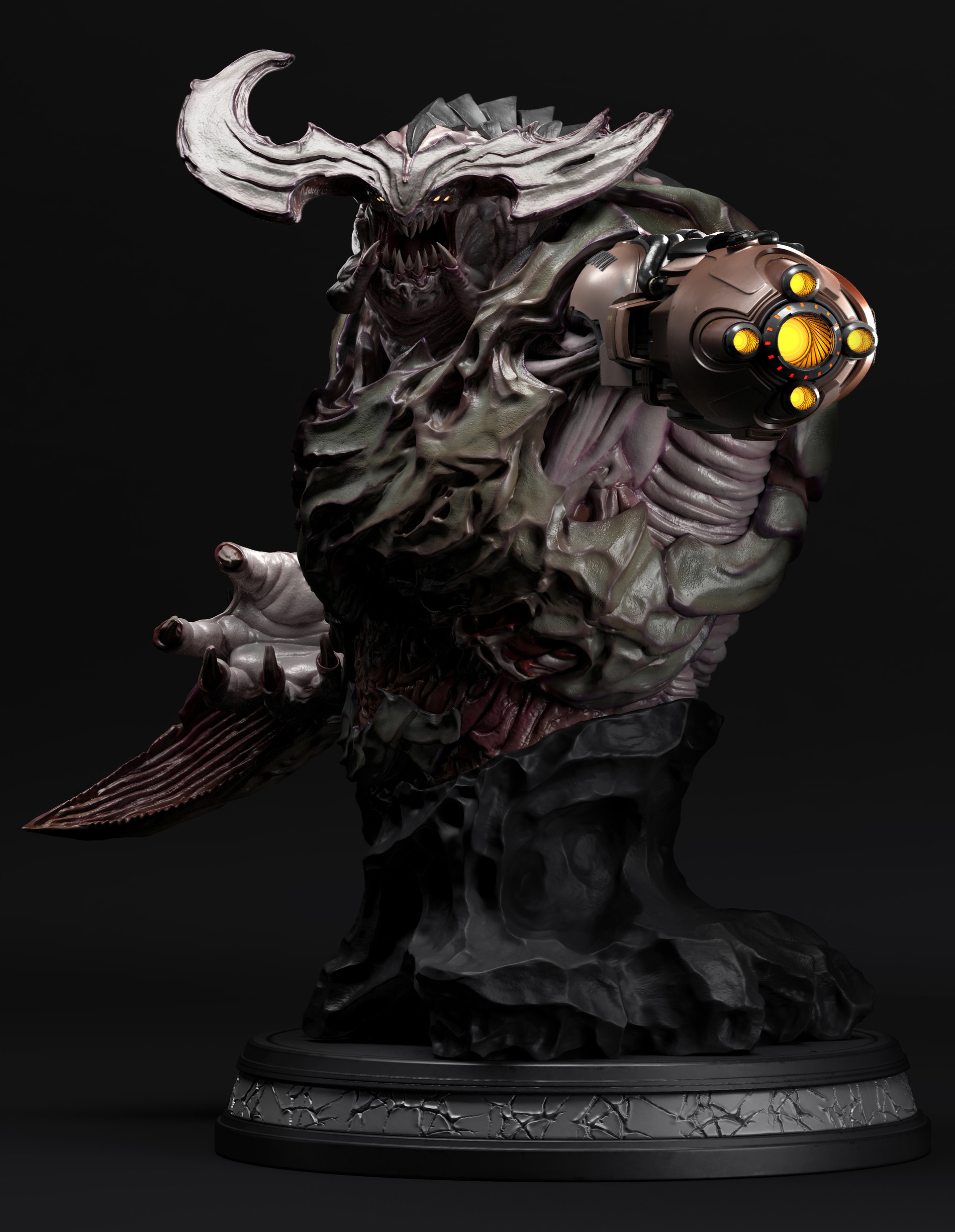 Artstation Cyberdemon Statue Doom Fan Art Worachot Ruangsri