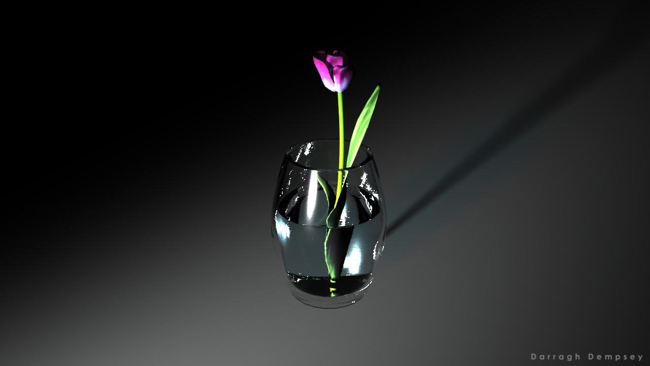 Tulip and vase (textured) low-poly. Centered.
