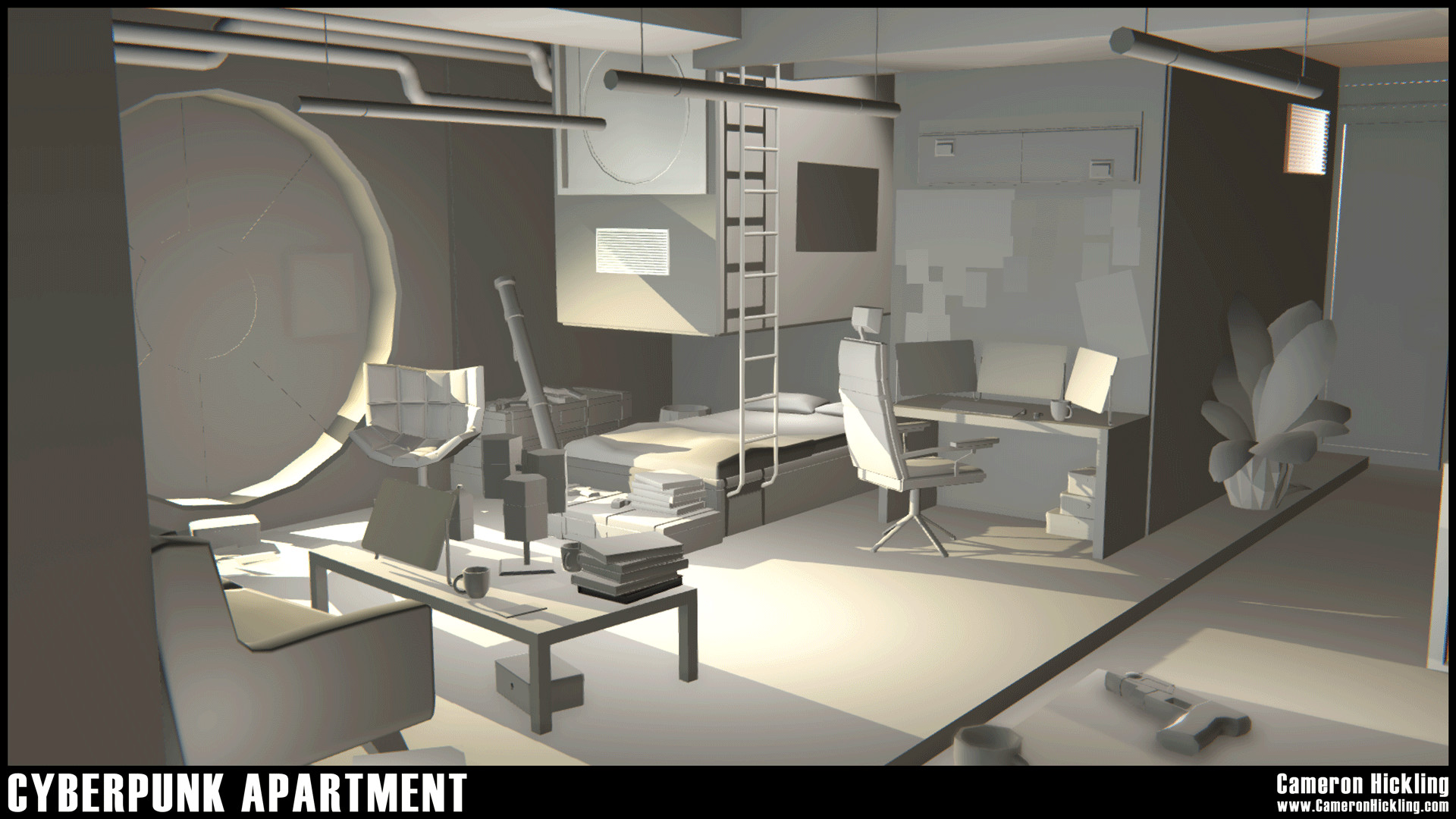 Cameron Hickling Cyberpunk Apartment