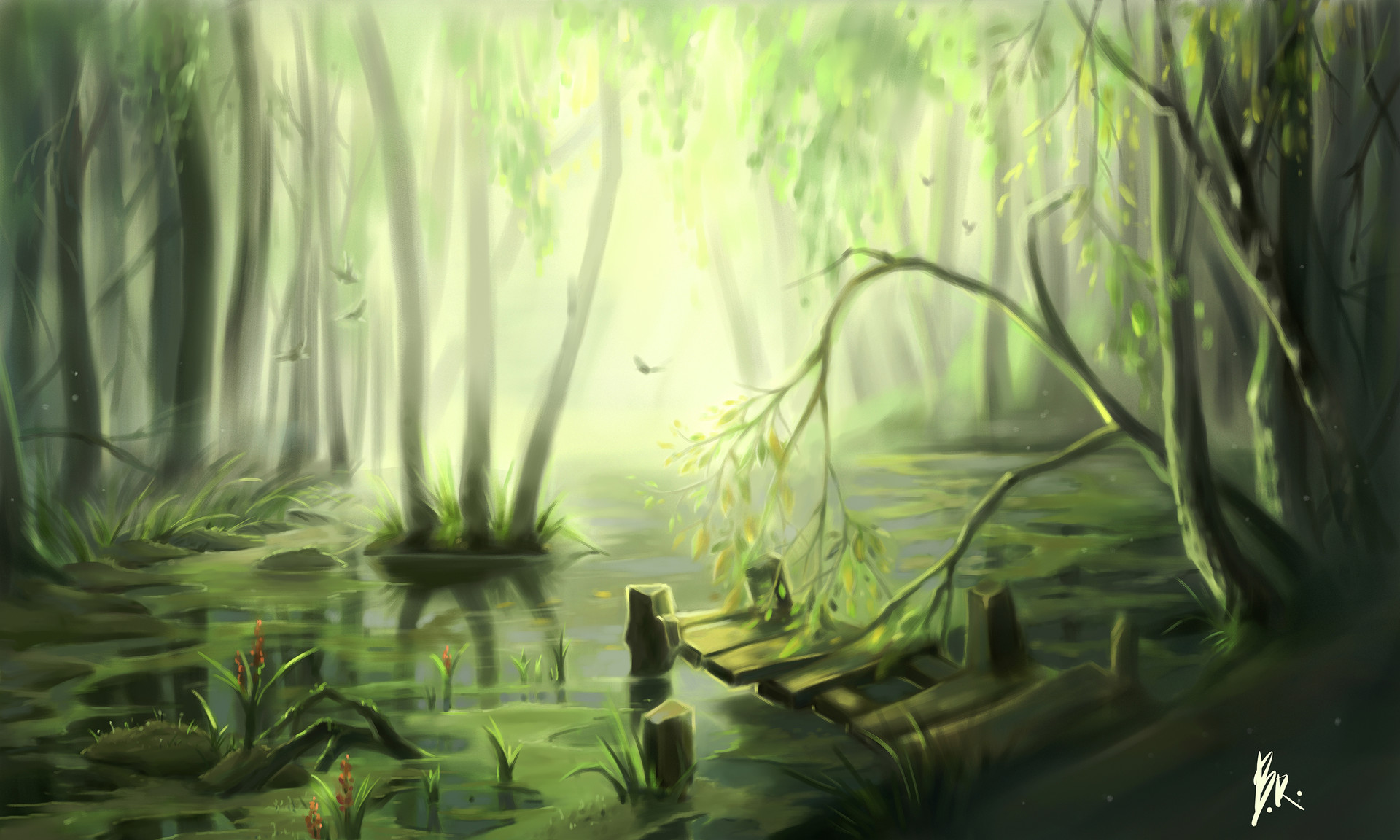 лес озеро сказочное