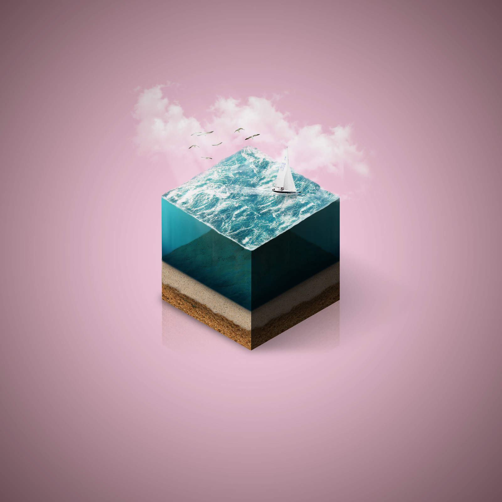 Ocean isometric cube