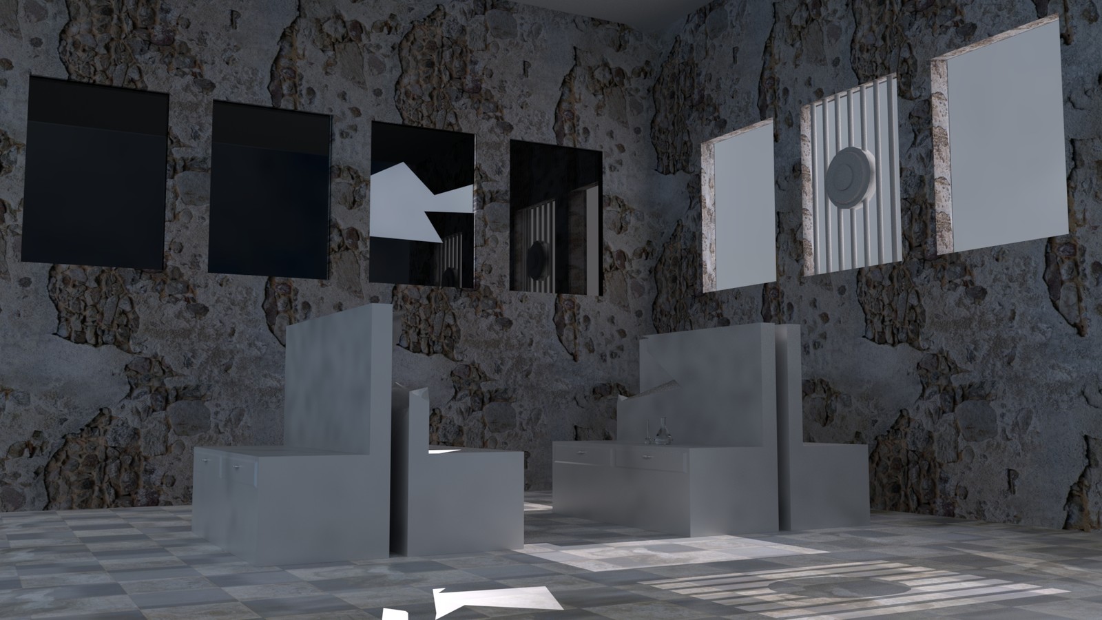 Laboratory low poly 3d model 
environment. Texturing and modeling.

