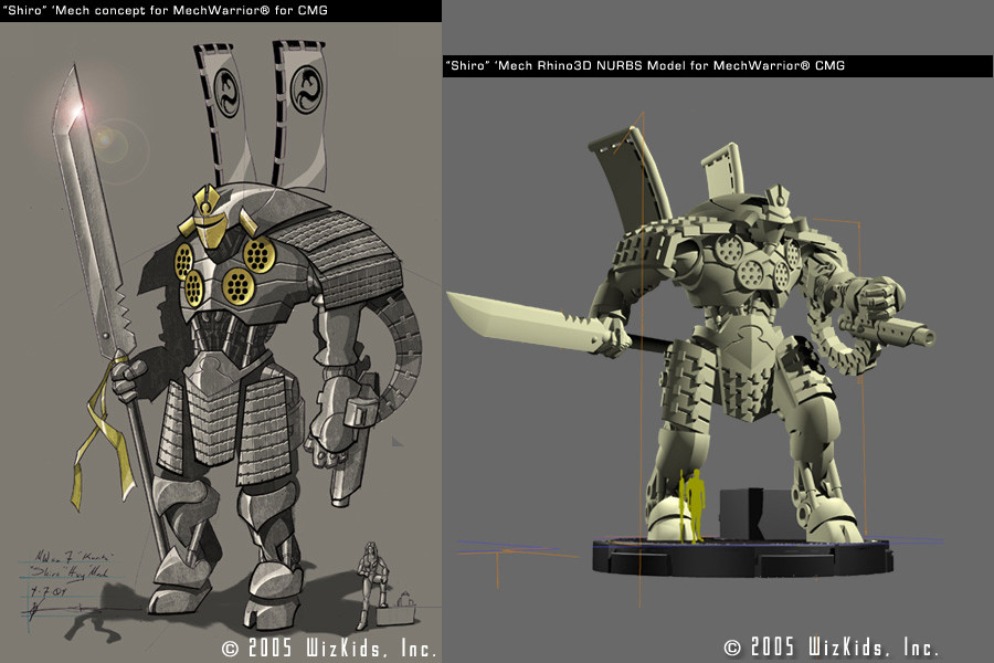"Shiro" Mech concept with final 3D for Mech Warrior Property