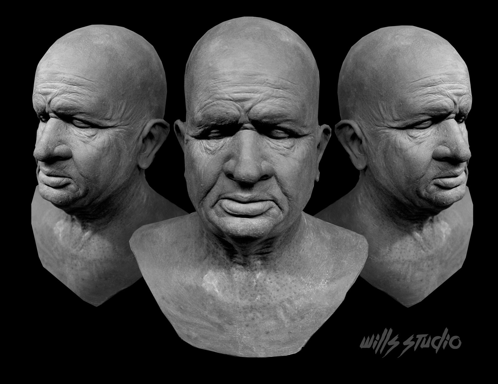 Old Man Silicone Mask Sculpture #1
