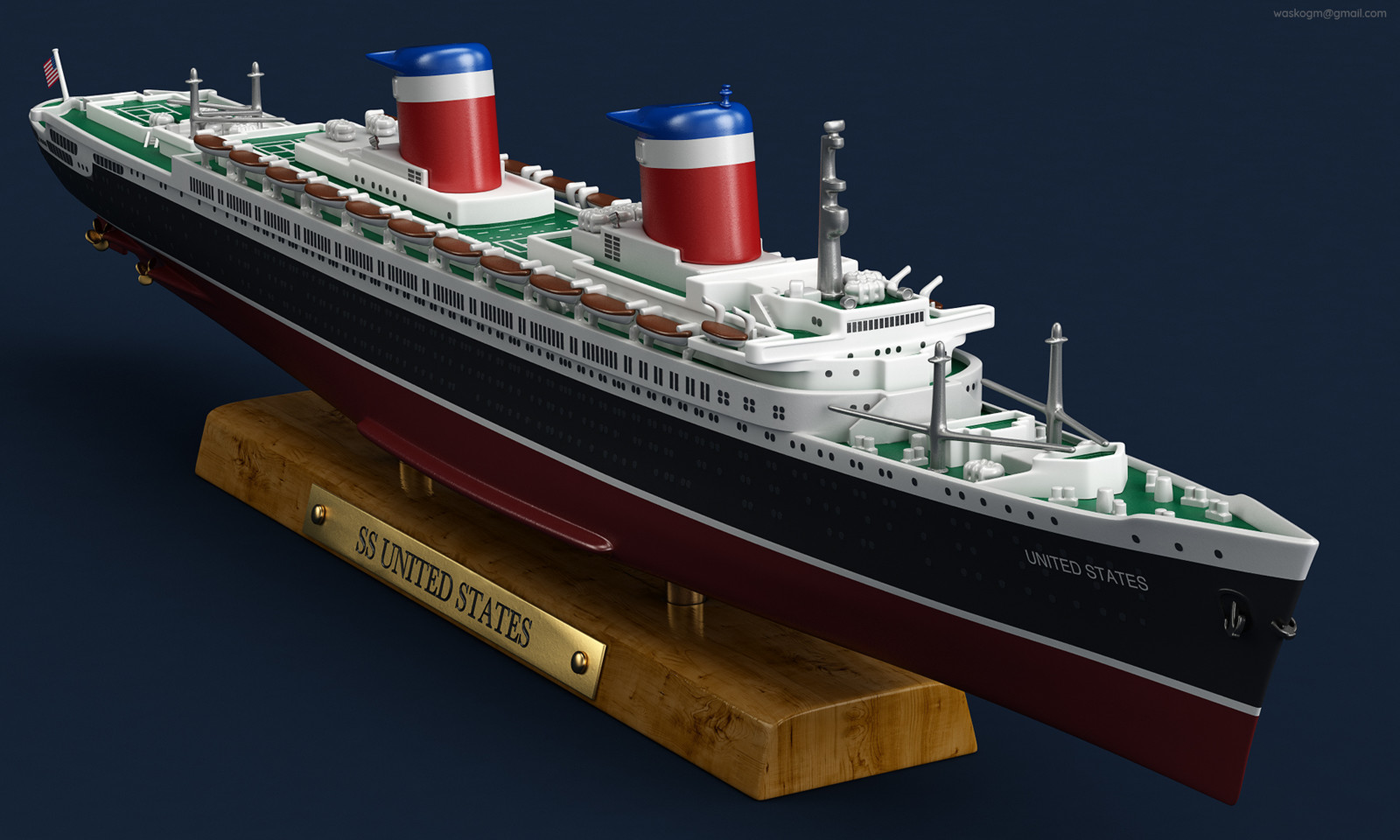 Vasilije Ristovic Ocean Liner "SS United States" 1951